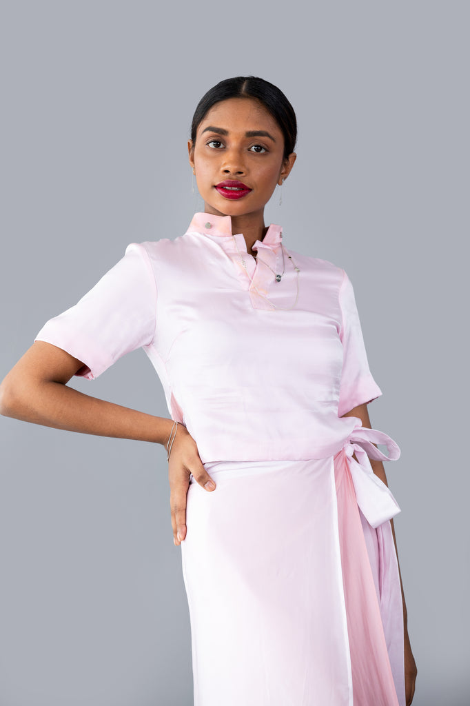 Ladies Short Sleeves Silk Sri Lankan National