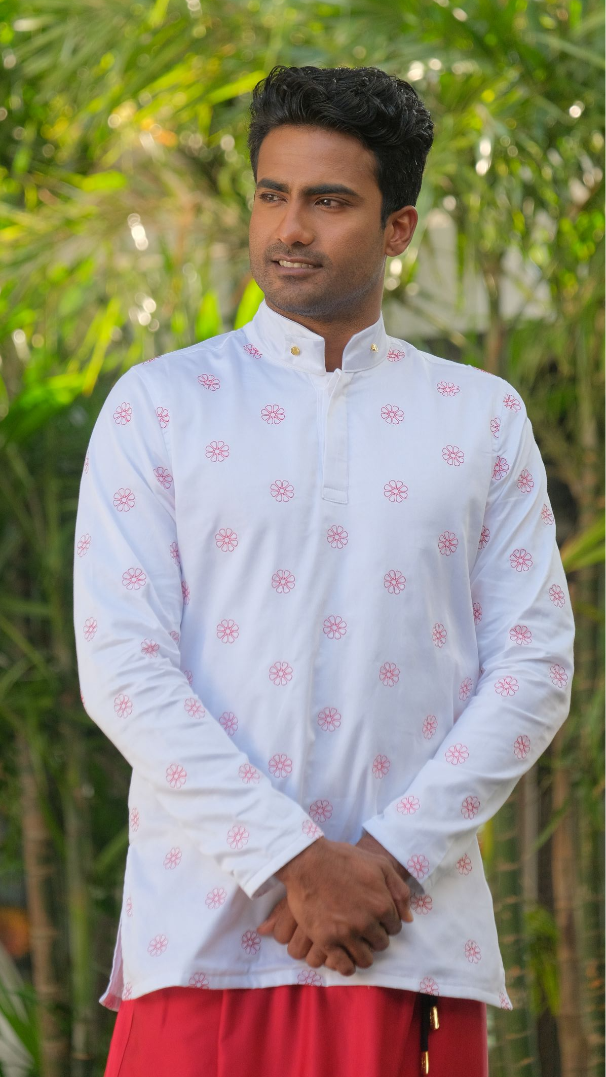 Sal Mal Shirt x Red Silk Sarong