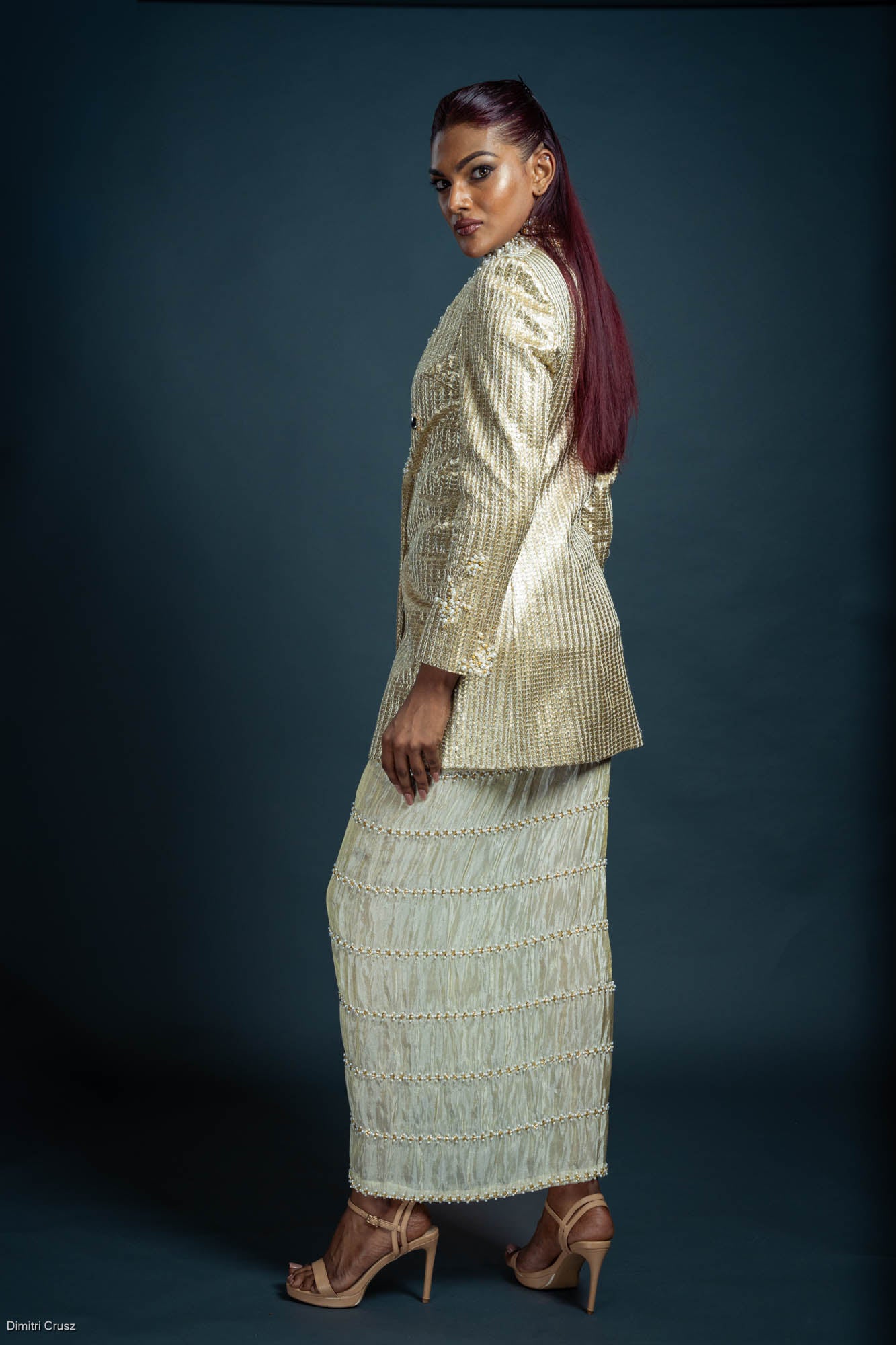 LOVI Pearl Beaded Blazer & Wrap