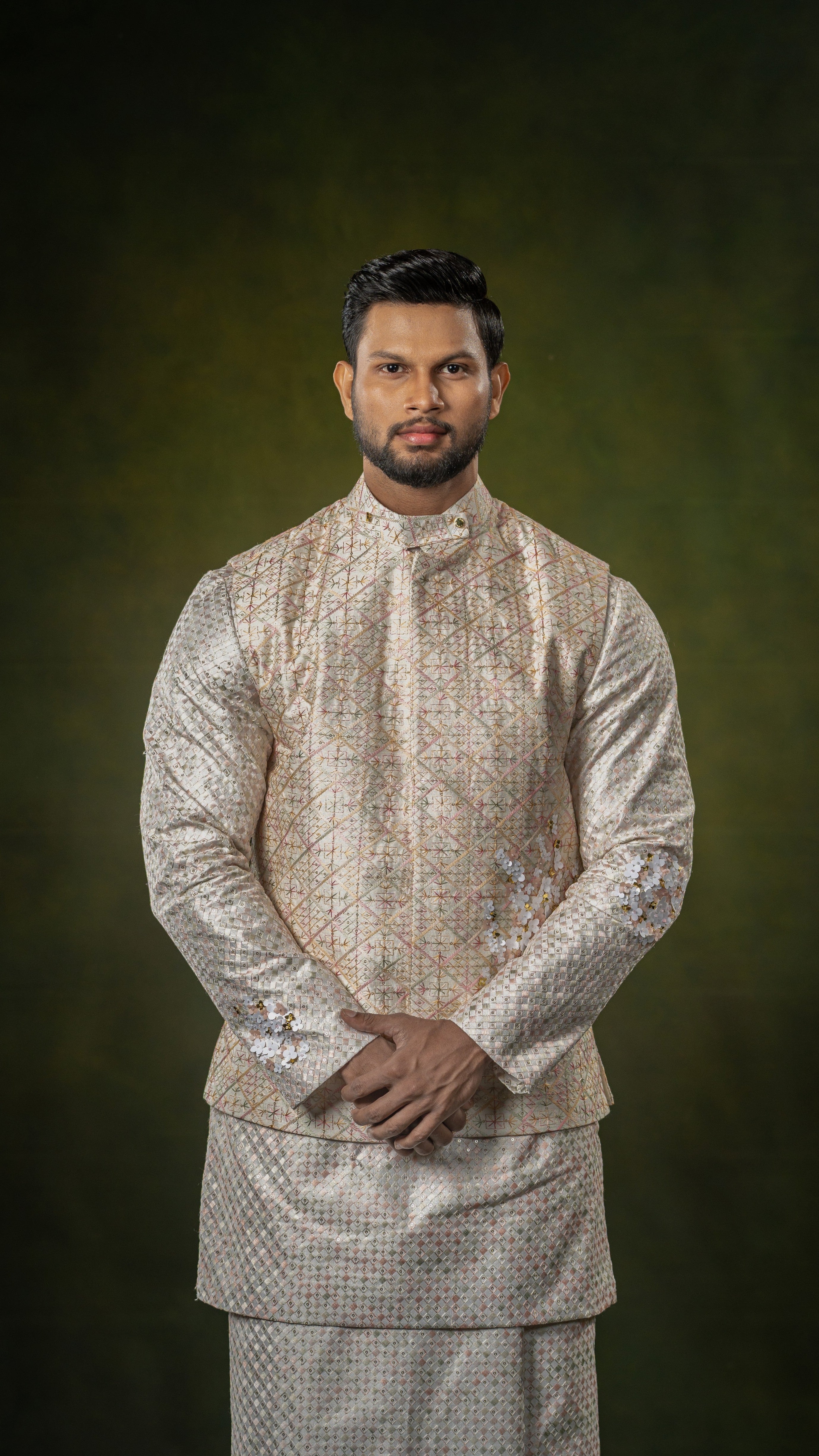 LOVI Long National with Pastel Pink & Gold Waistcoat