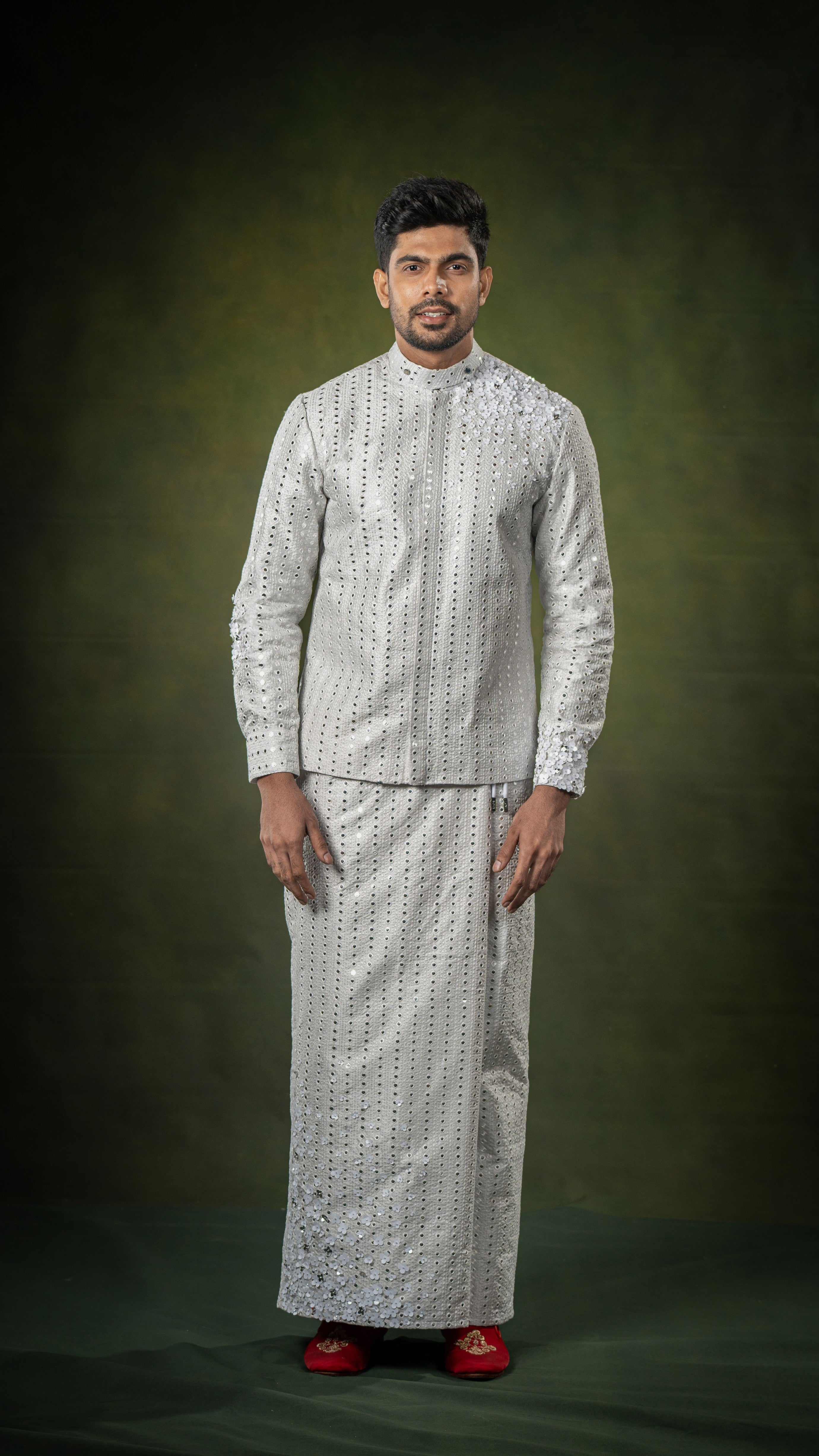 LOVI White Modern National Shirt & Sarong