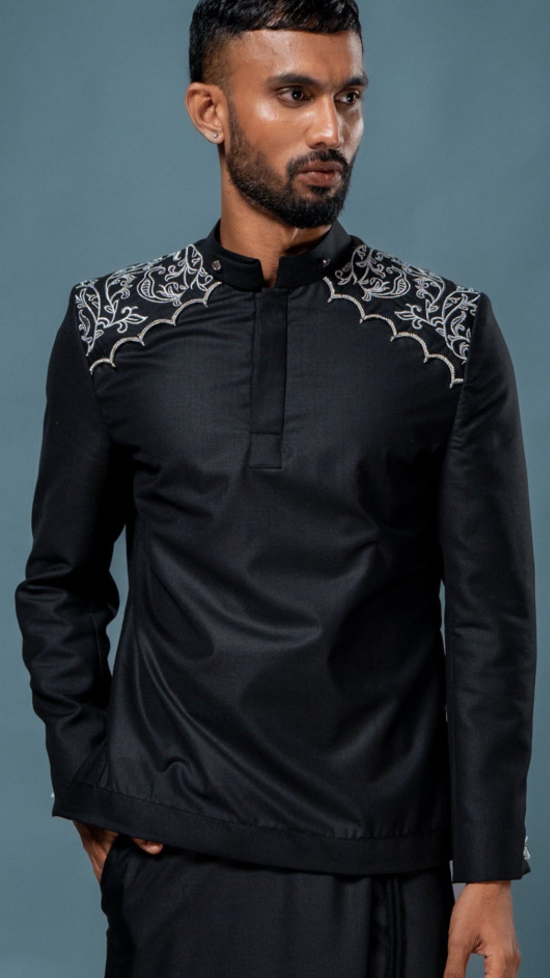 LOVI Black Superman National with Silver Hand Embroidery