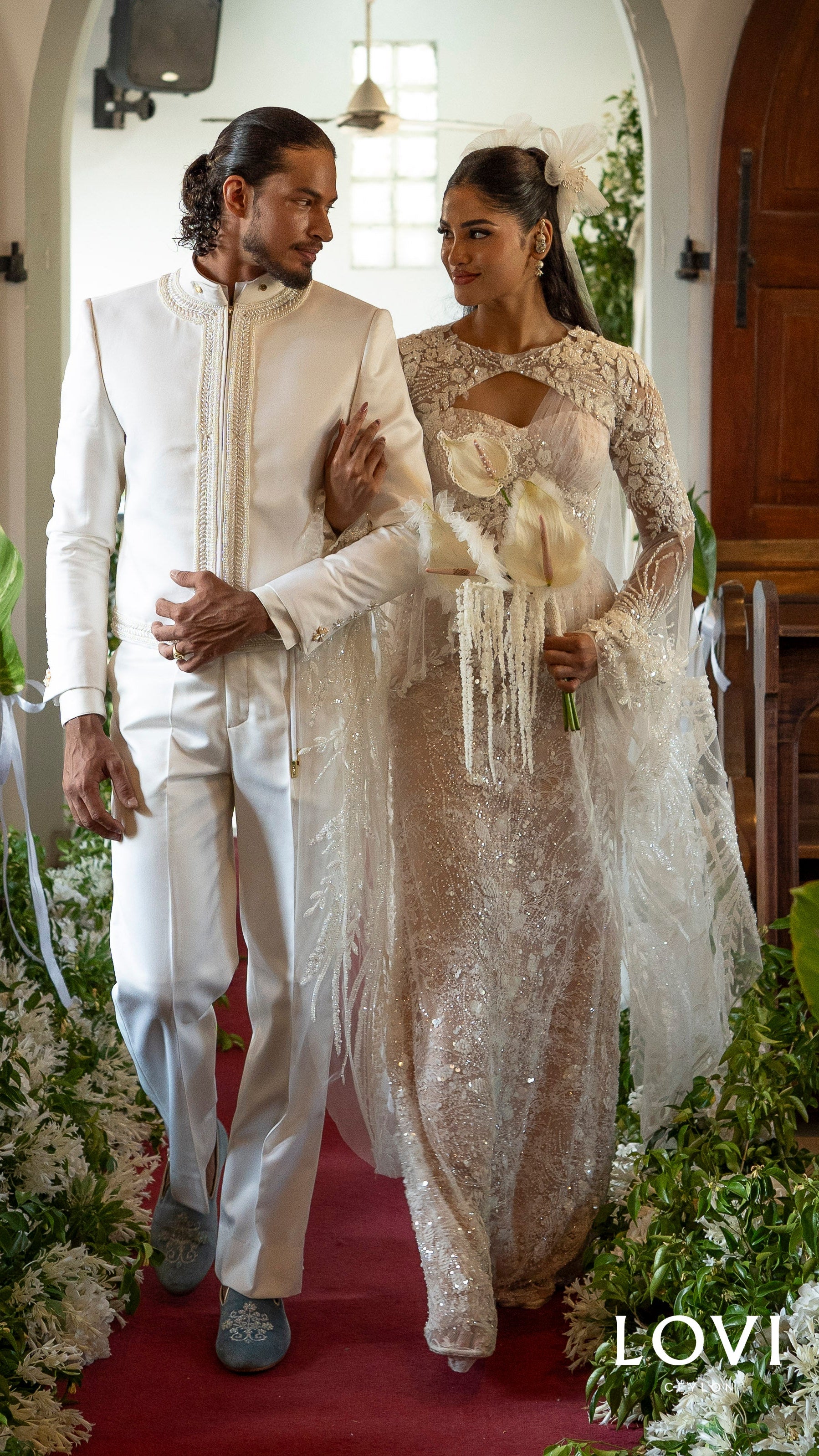 LOVI White Modern Nilame Jacket & Tux Pant