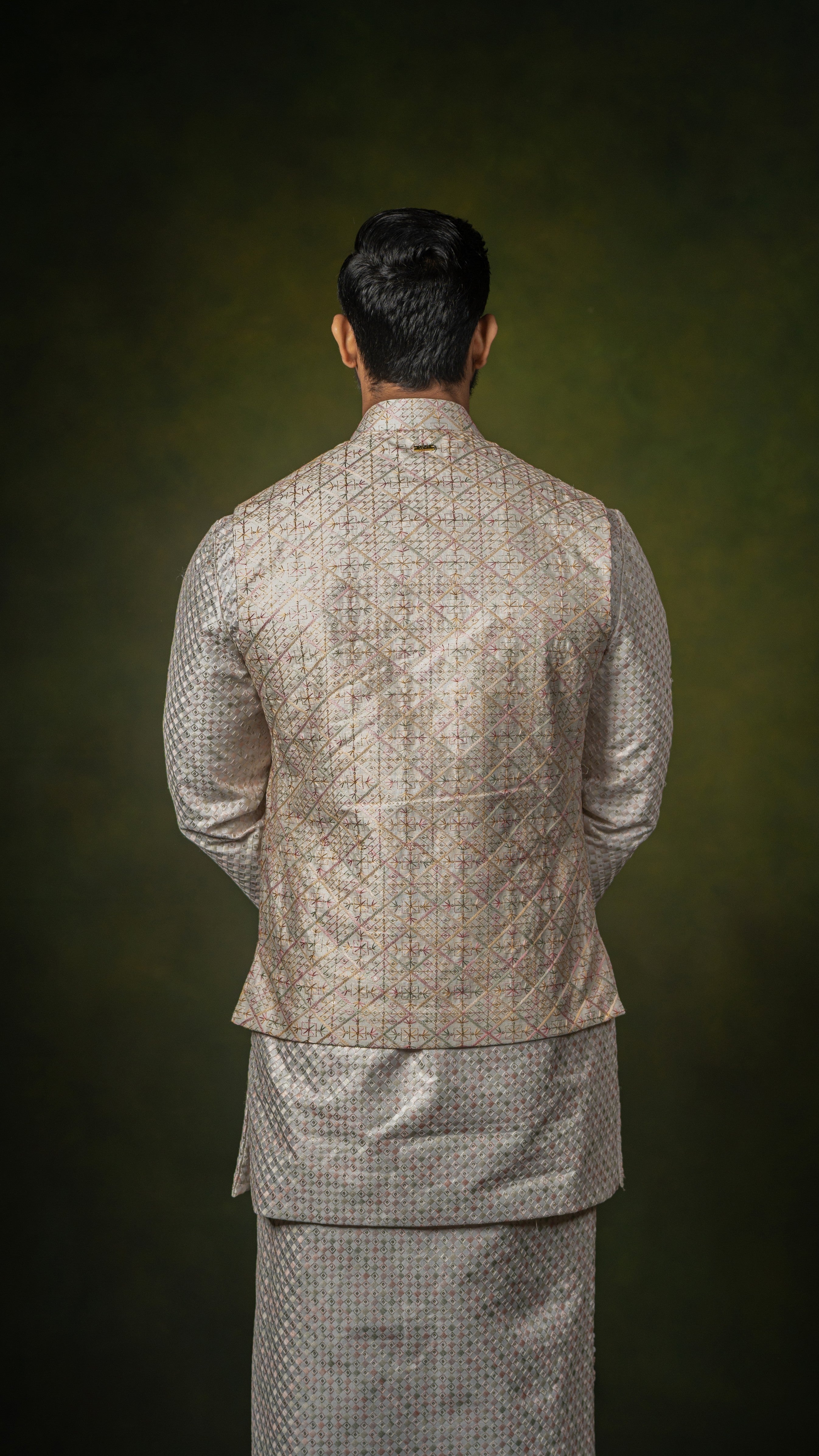 LOVI Long National with Pastel Pink & Gold Waistcoat