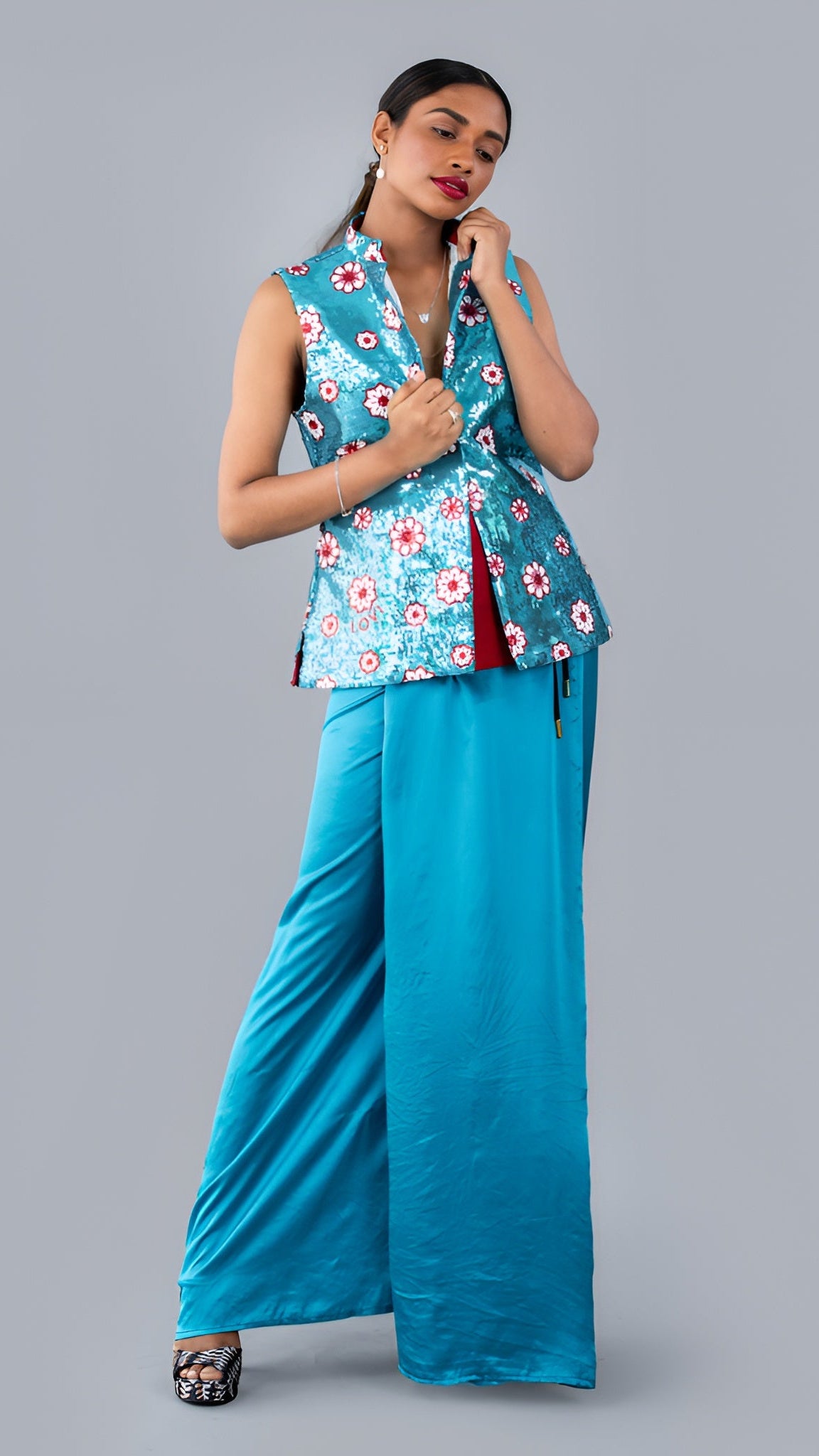 Sequin Floral Worked Silk Sri Lankan National Sarong