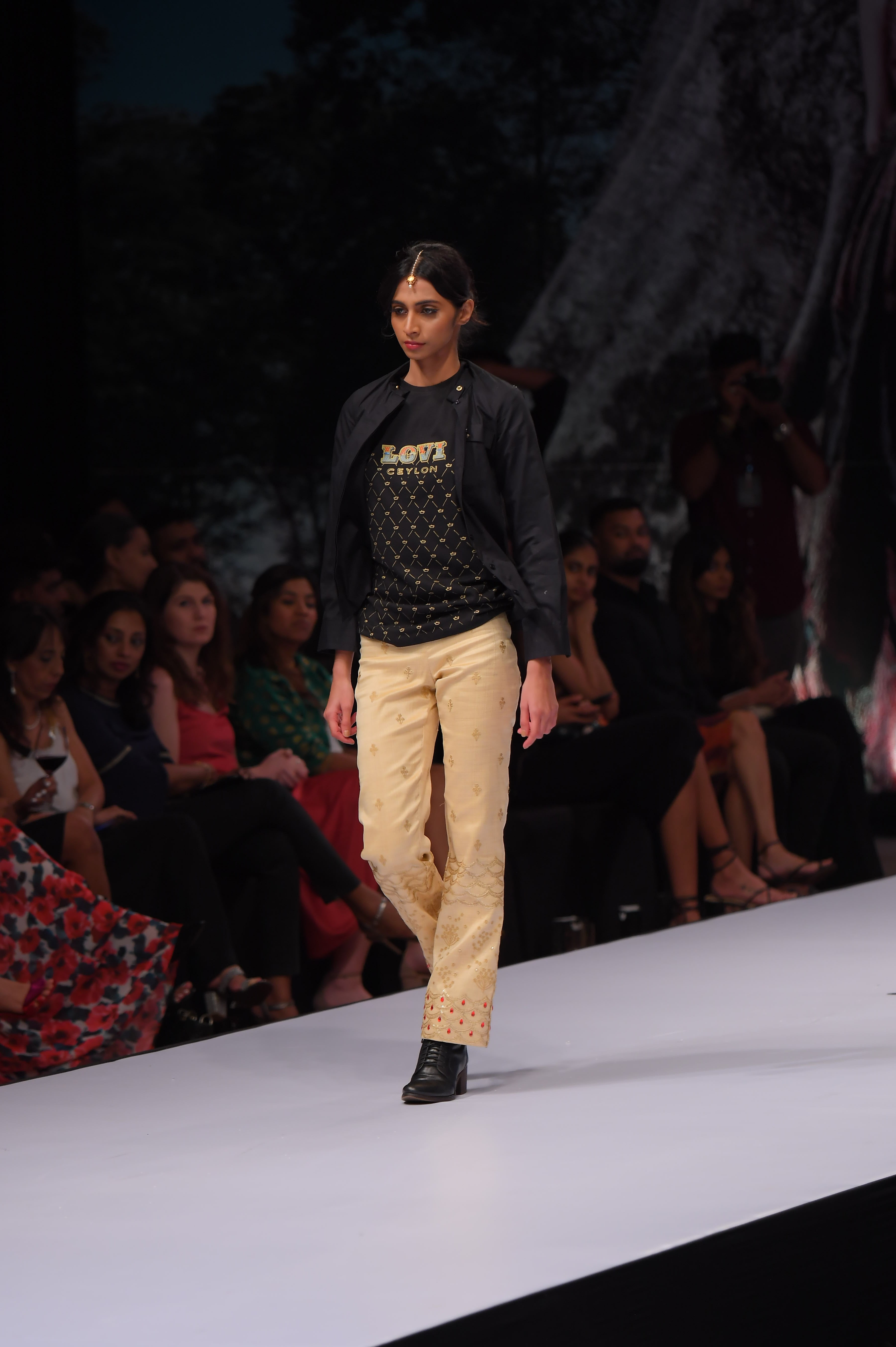 LOVI black women's shirt and Gold embroidery pants