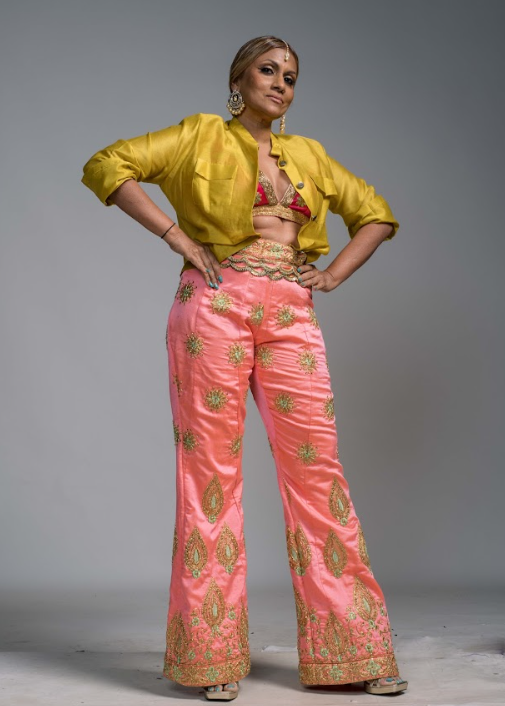 LOVI Truck Art Shirt, Pink Saree Jacket Top and Embroidered Happy Pants