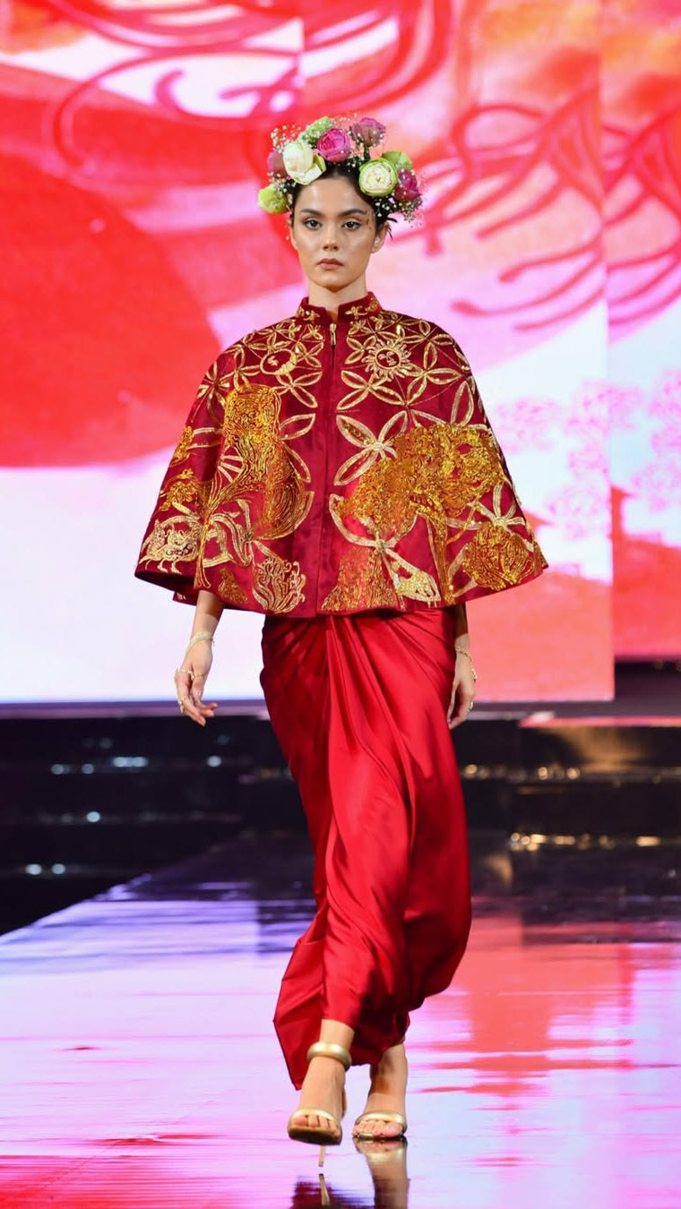 LOVI Gold & Red Velvet Cape