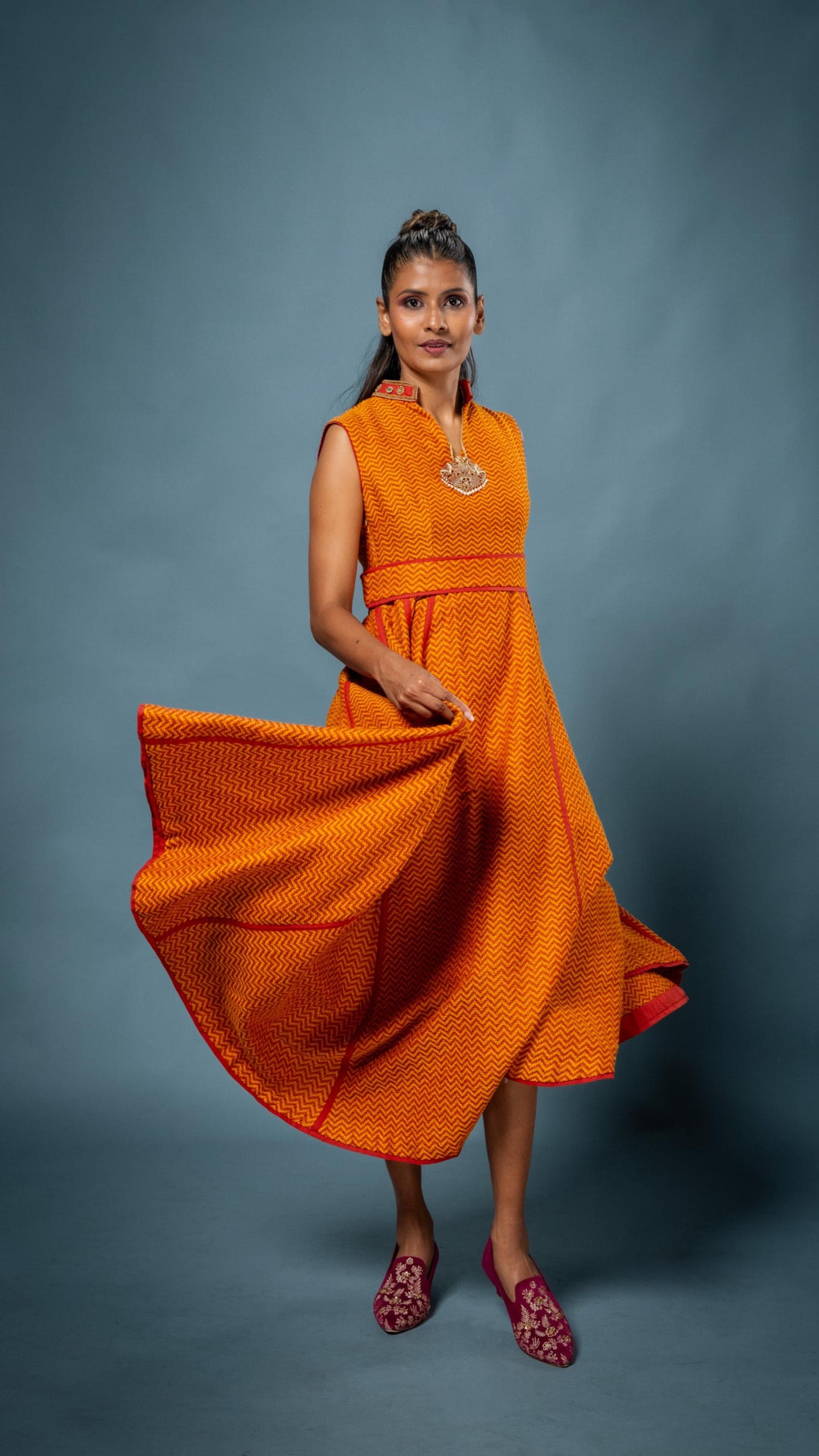 LOVI Handloom Dress with Piping Details