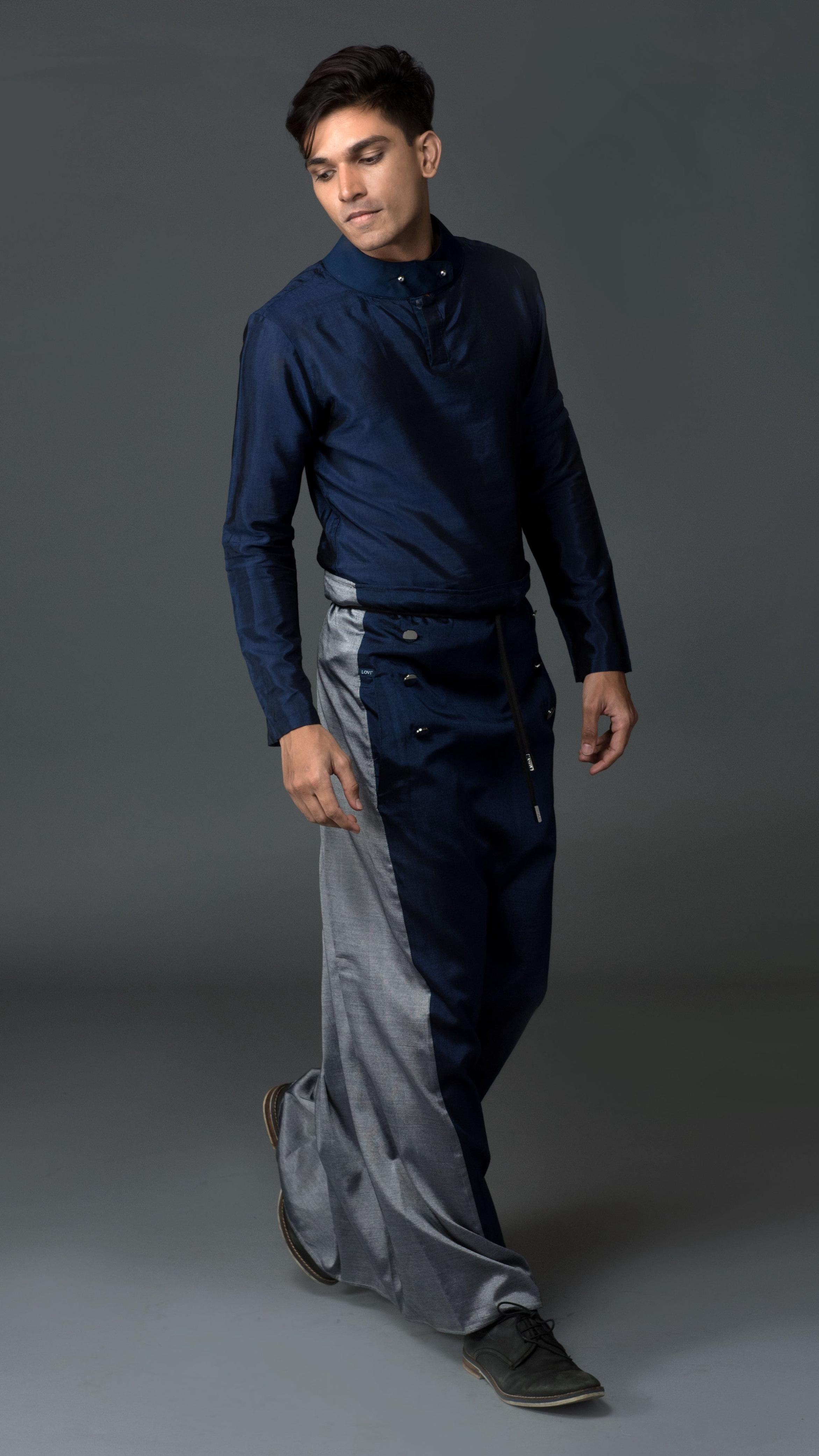Admiral Sarong. Blue On Silver