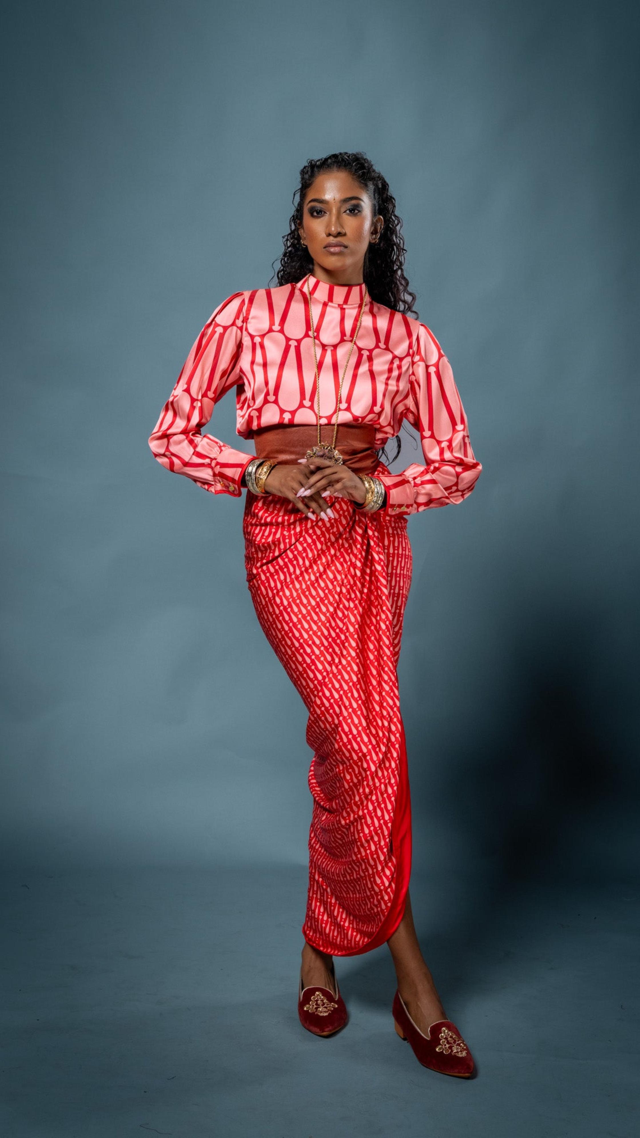 LOVI Celestial Garden printed Modern Wrap & Shirt