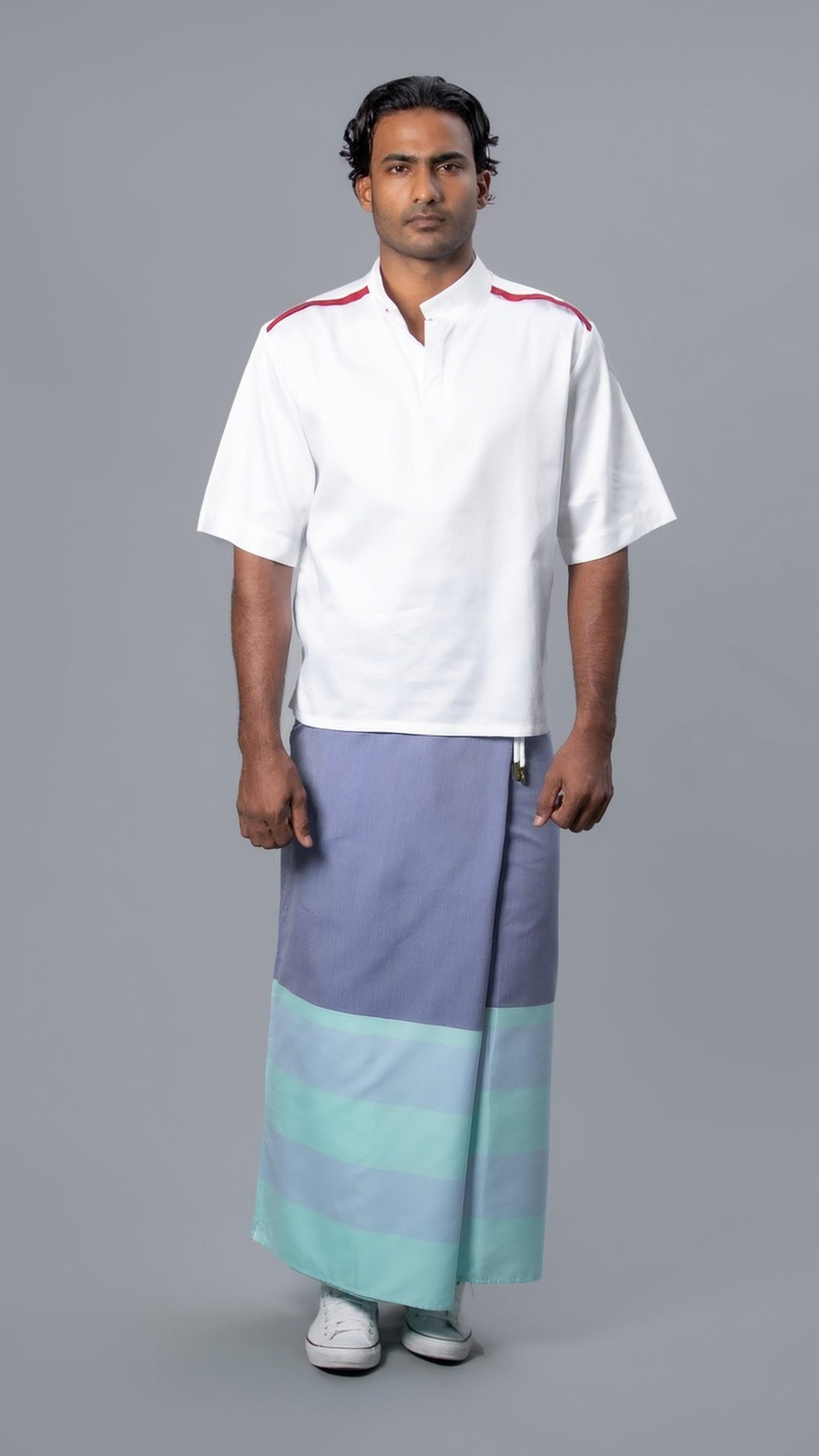 Rugby Sarong. Pastel Purple With Pastel Blue & Pastel Green Stripes