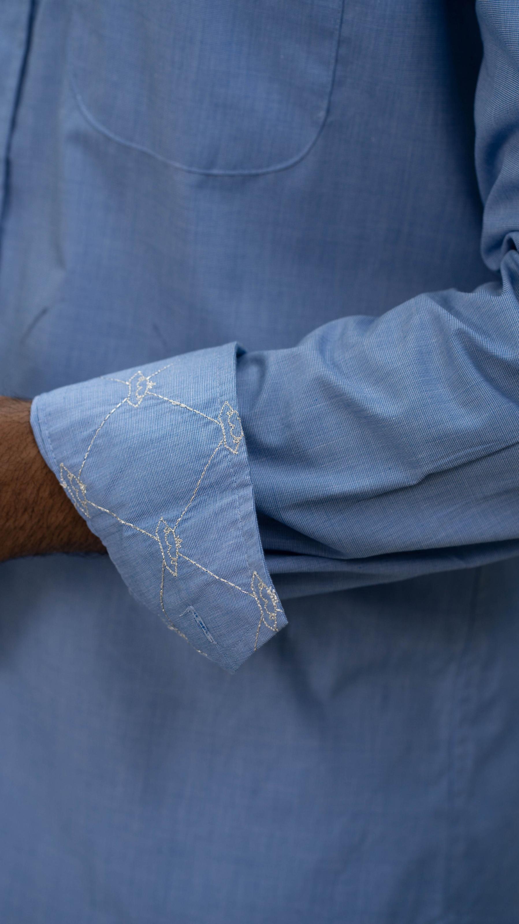 LOVI Pastel Blue Cotton Long-Sleeve Sport Shirt