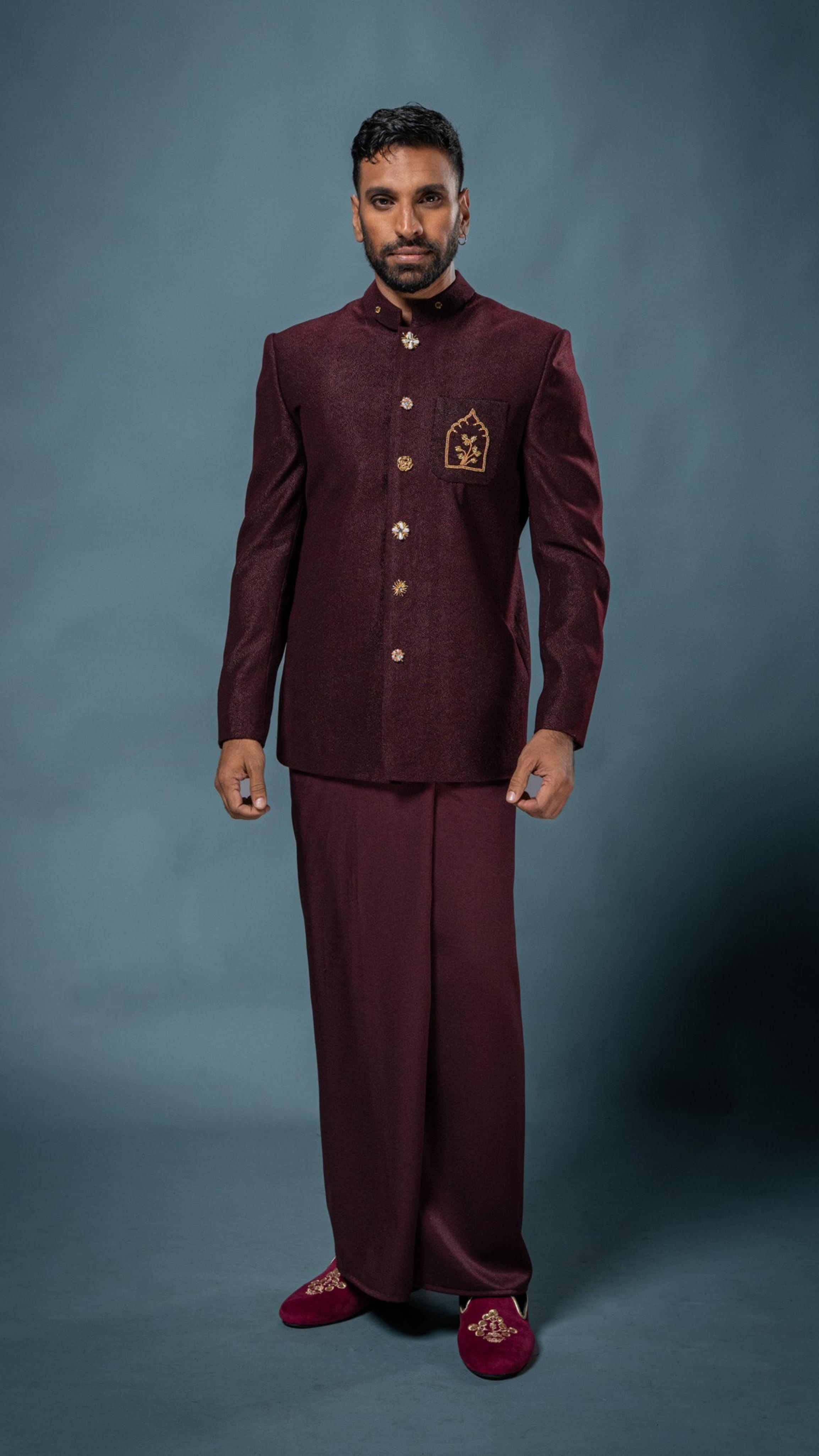 LOVI Hand Embroidered Six Button Jacket & Hand Embroidered Sarong