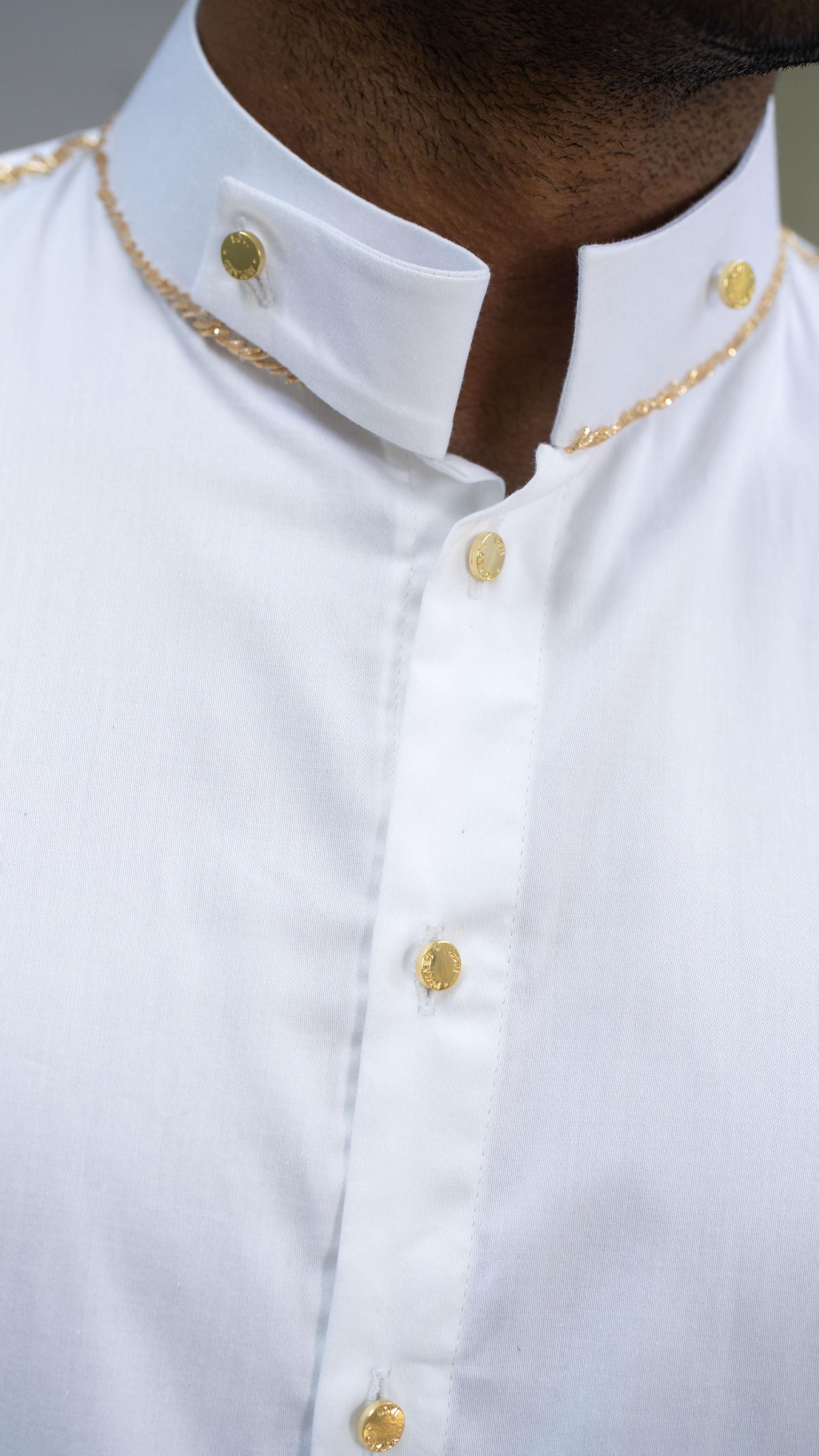 LOVI White Cotton Hand Embroidered Shirt