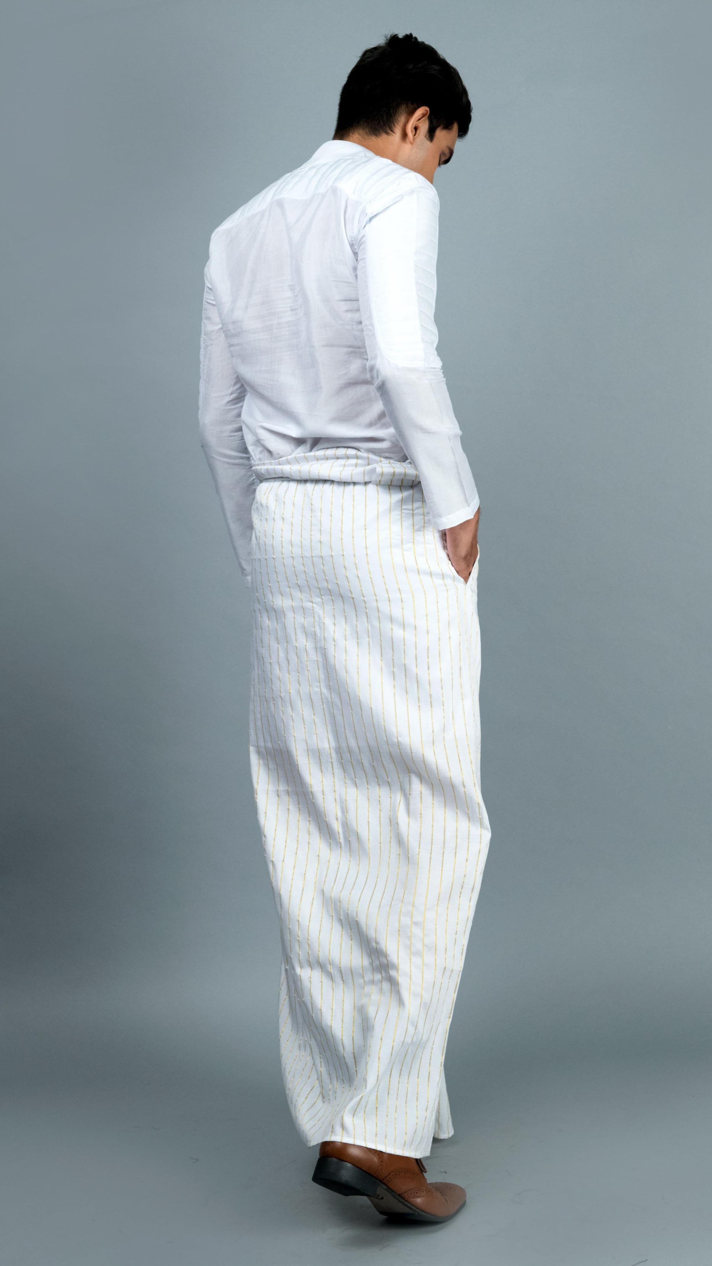 Royal Pinstripe Sarong in White