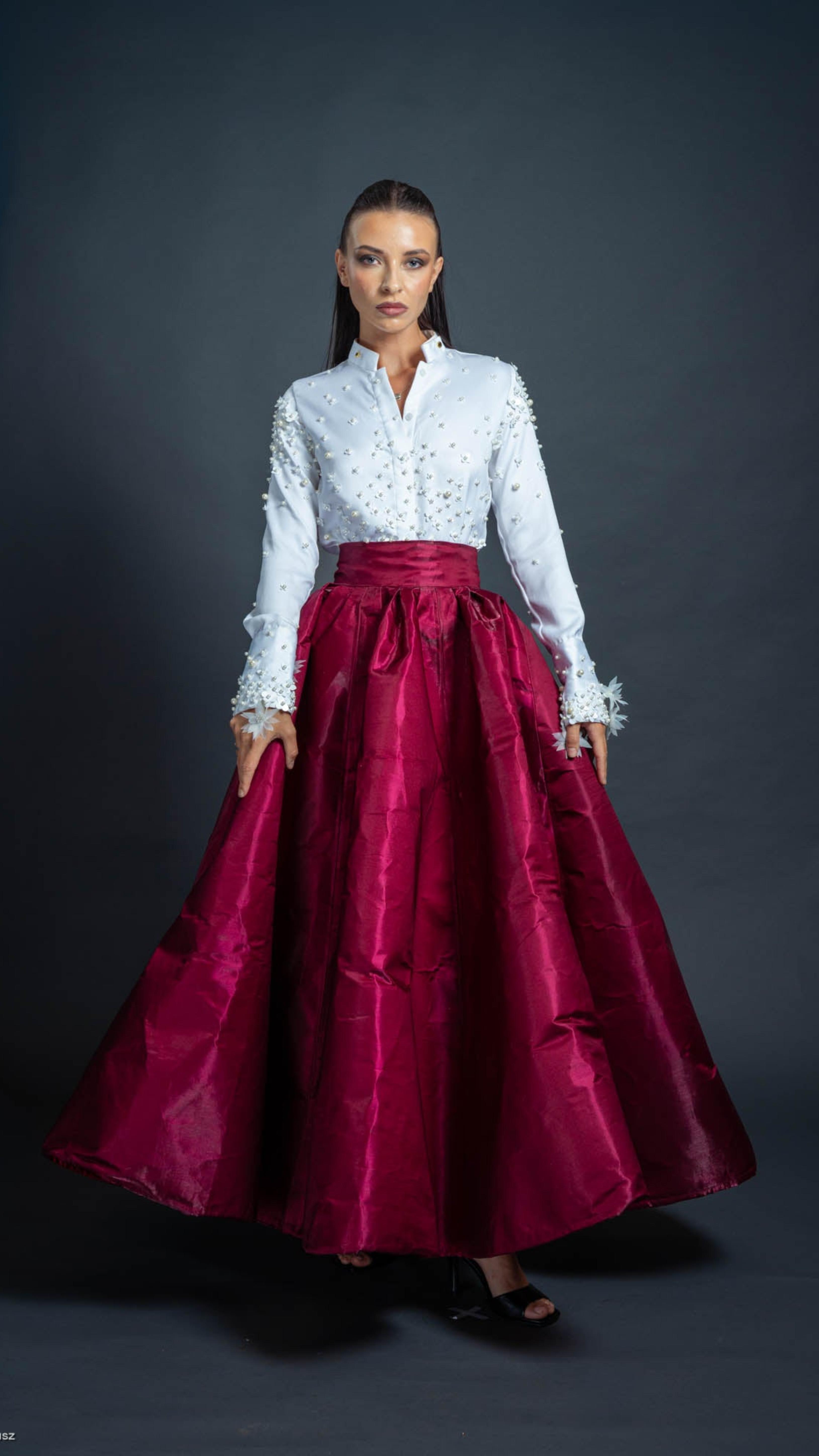 LOVI Floral & Pearl Blouse & Skirt