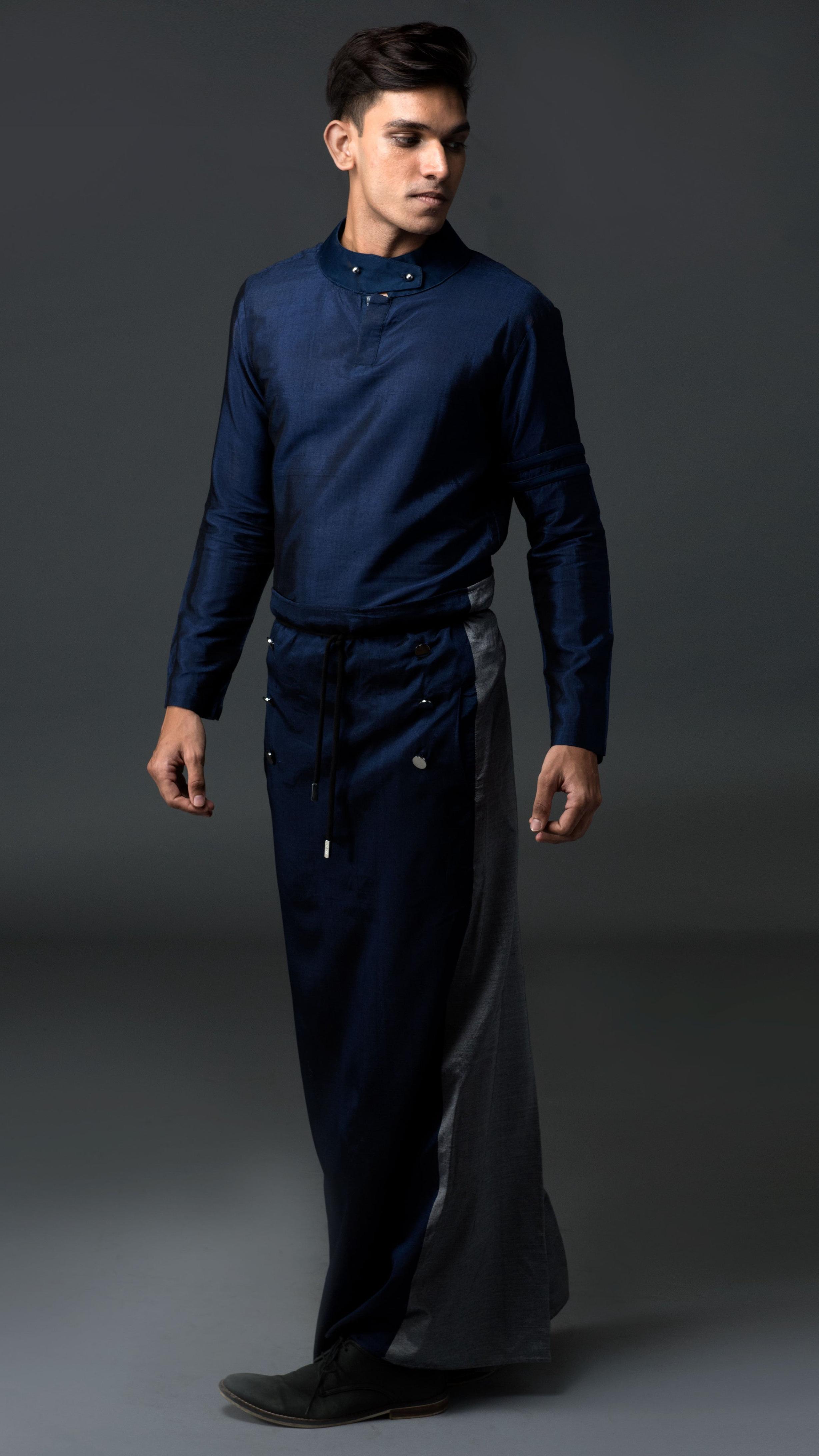 Admiral Sarong. Blue On Silver