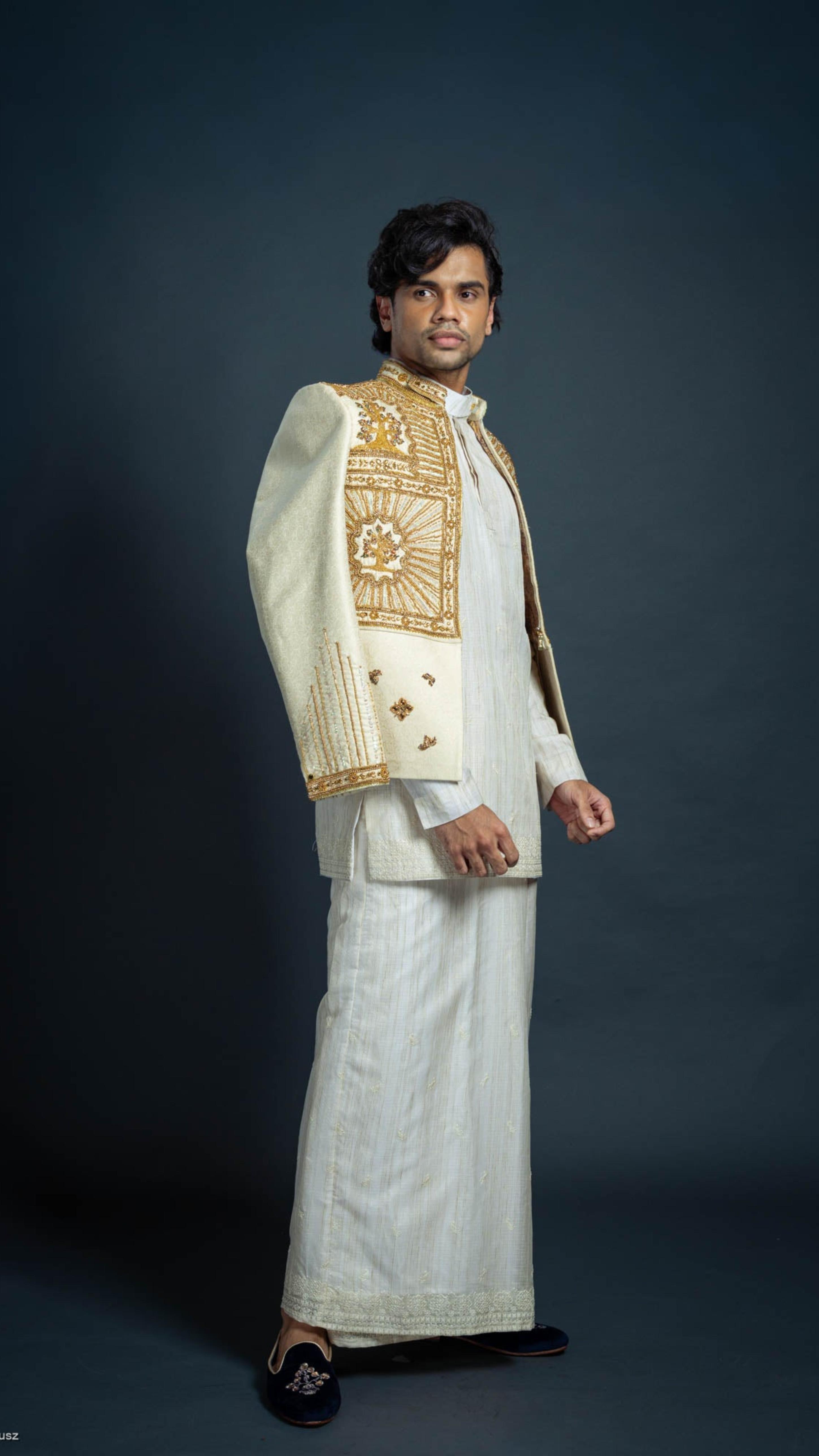 LOVI White & Gold Embroidered National