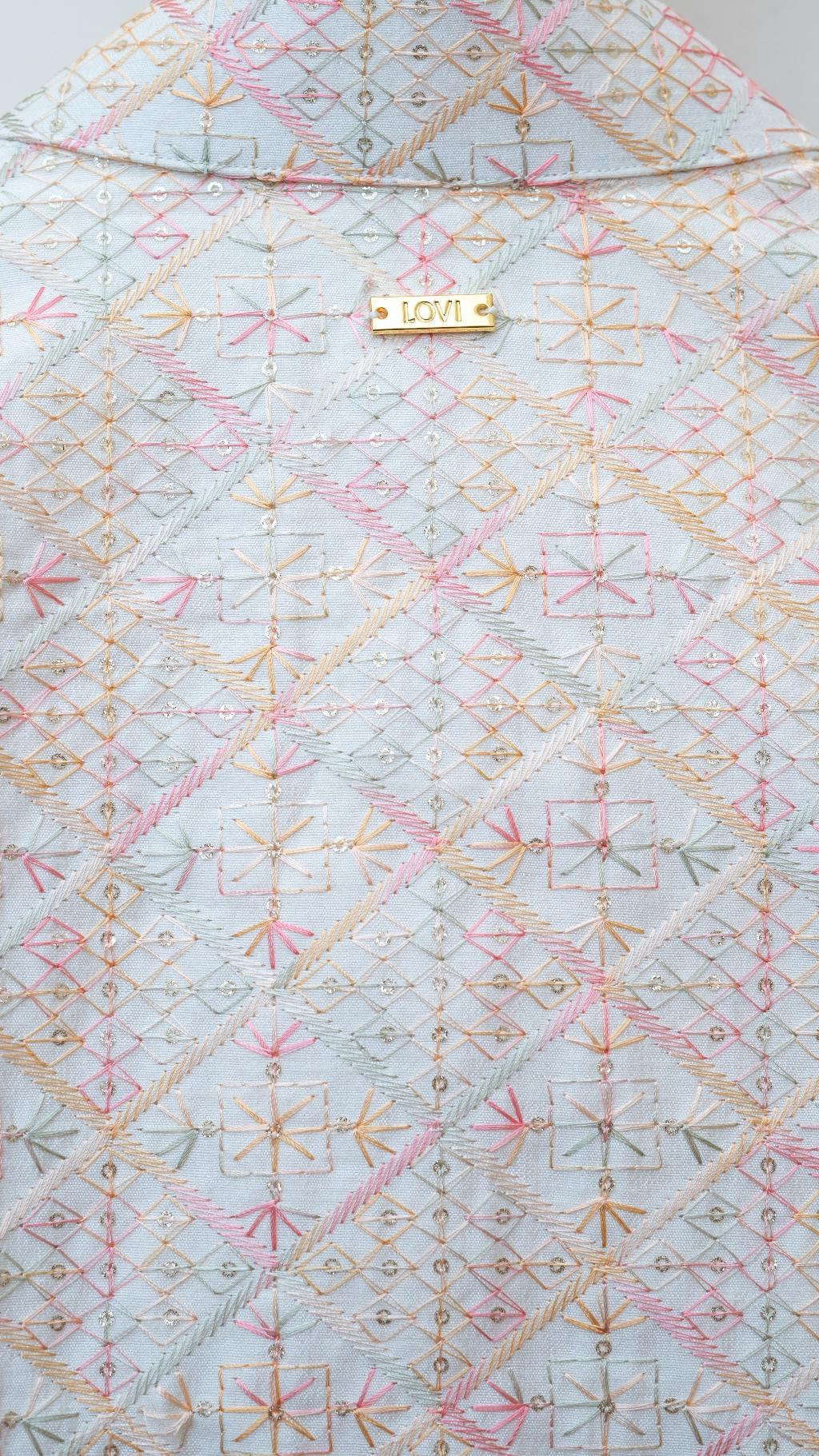 LOVI Long National with Pastel Pink & Gold Waistcoat