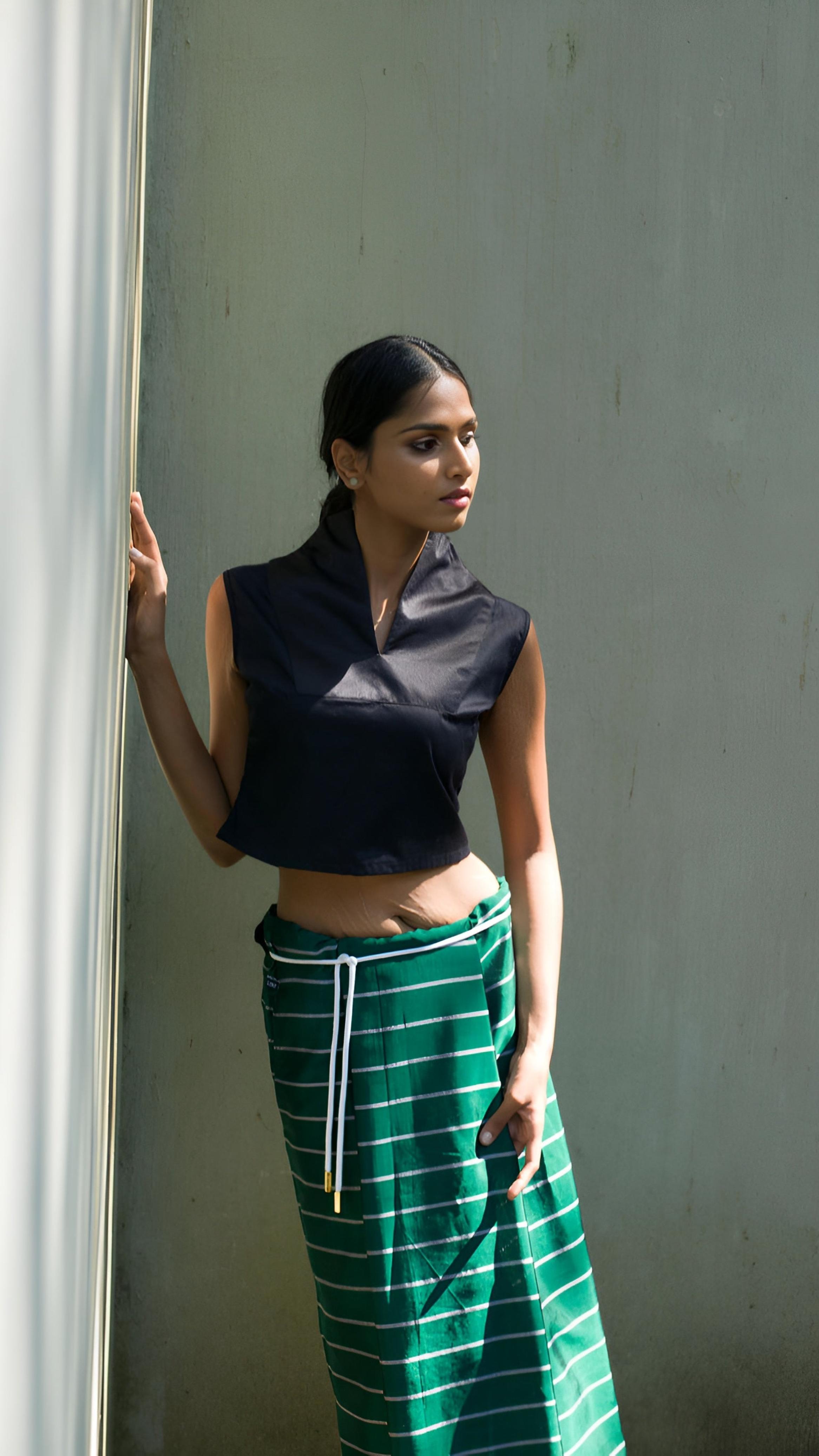 Nautical Sarong Emerald with White lines