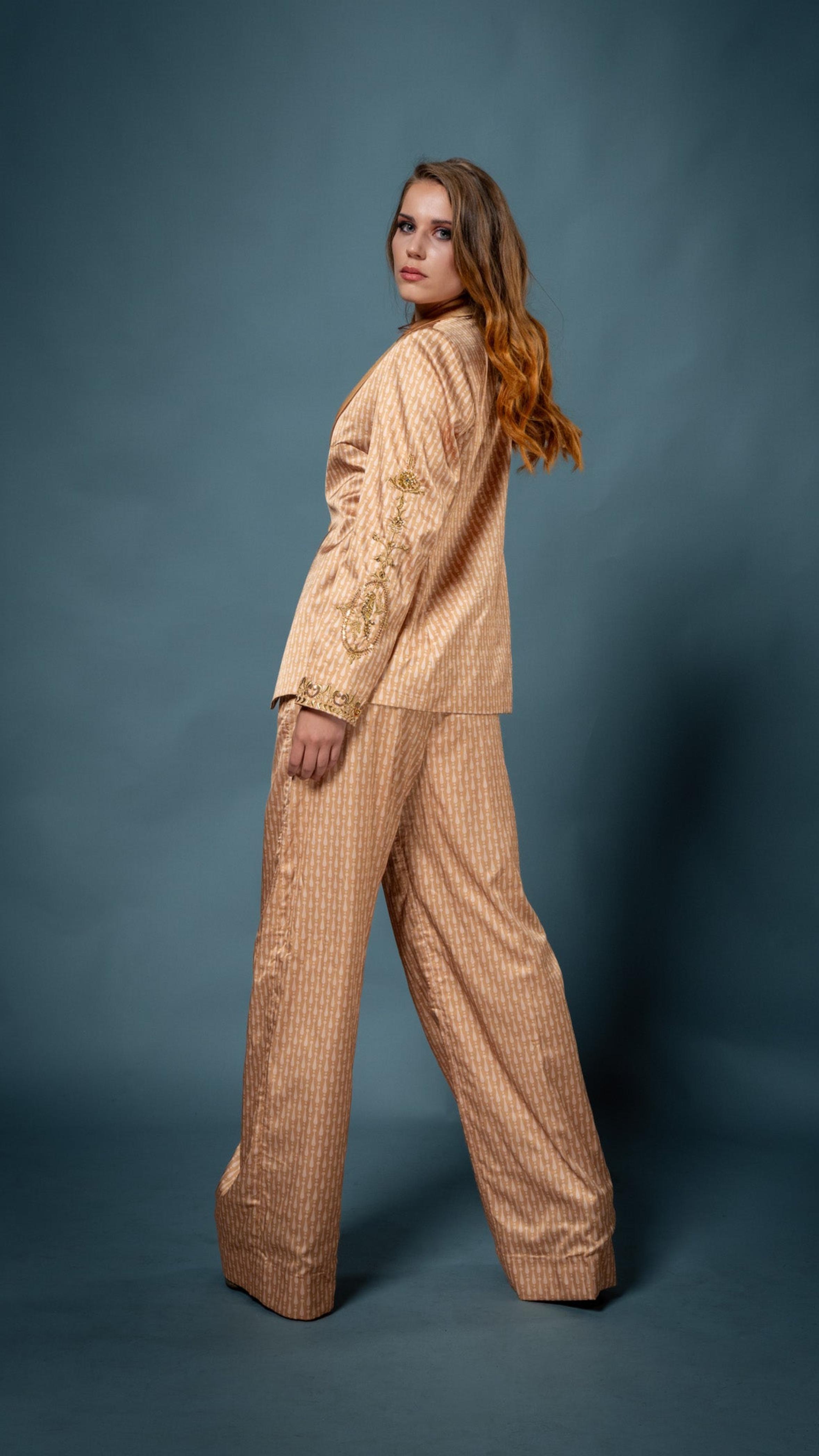 LOVI Celestial Garden Gold Blazer & Wide Leg Pants
