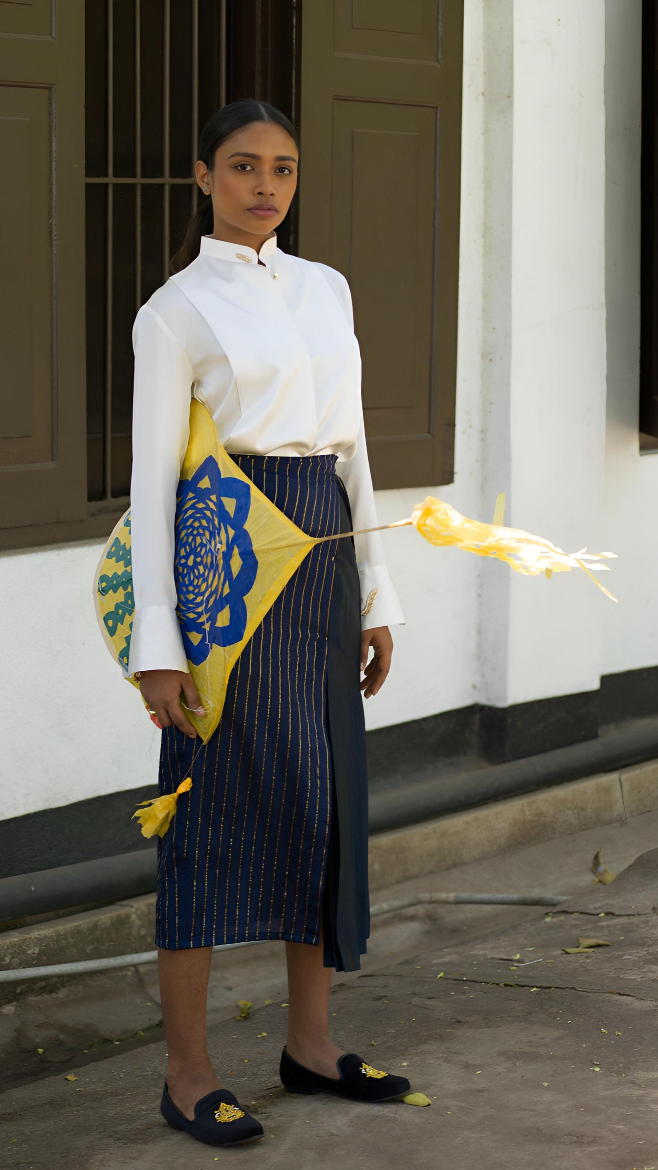 Royal Pinstripes Pleated Wrap Sarong