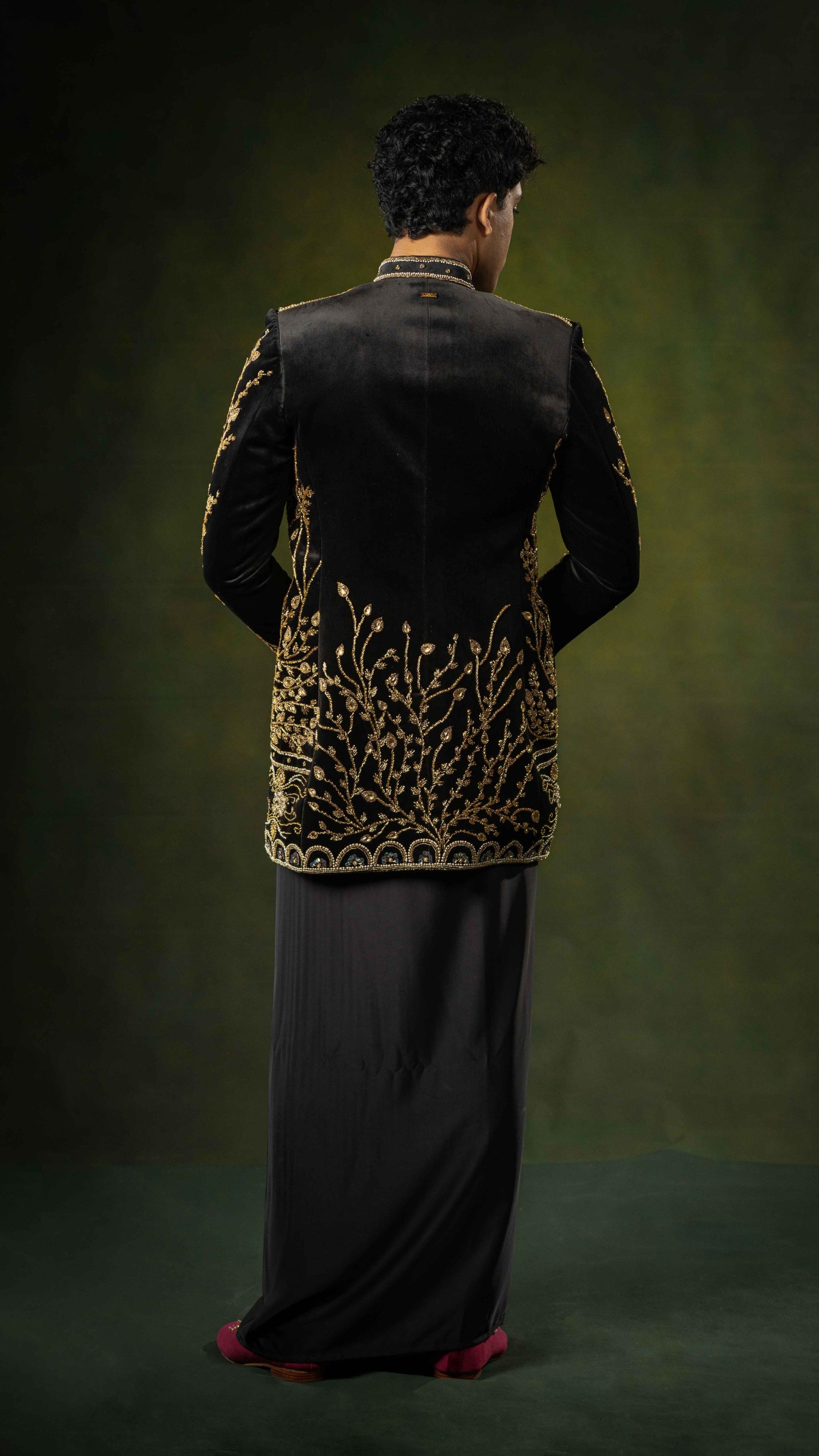 LOVI Black Bejeweled Long Nilame Jacket