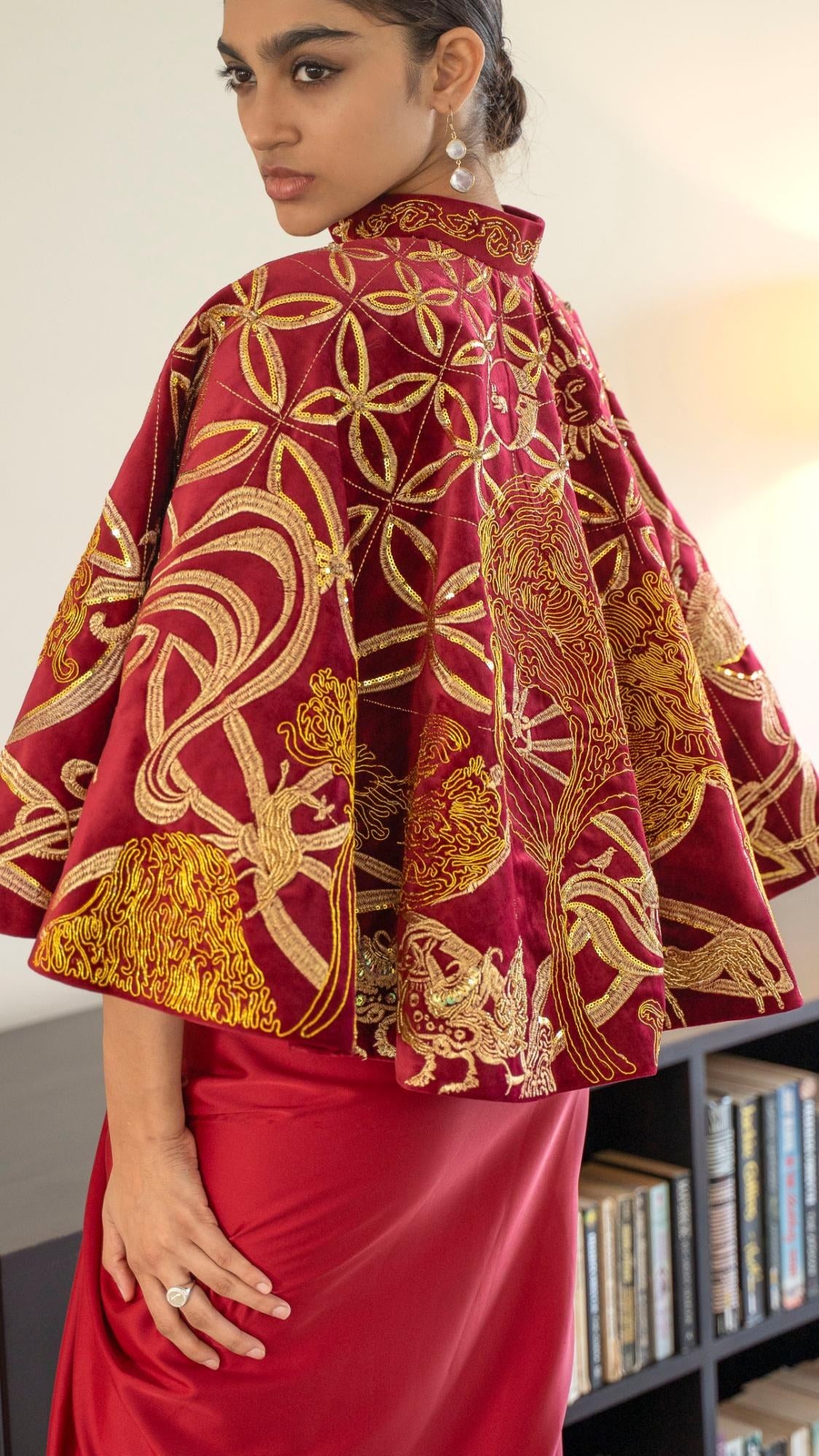 LOVI Gold & Red Velvet Cape