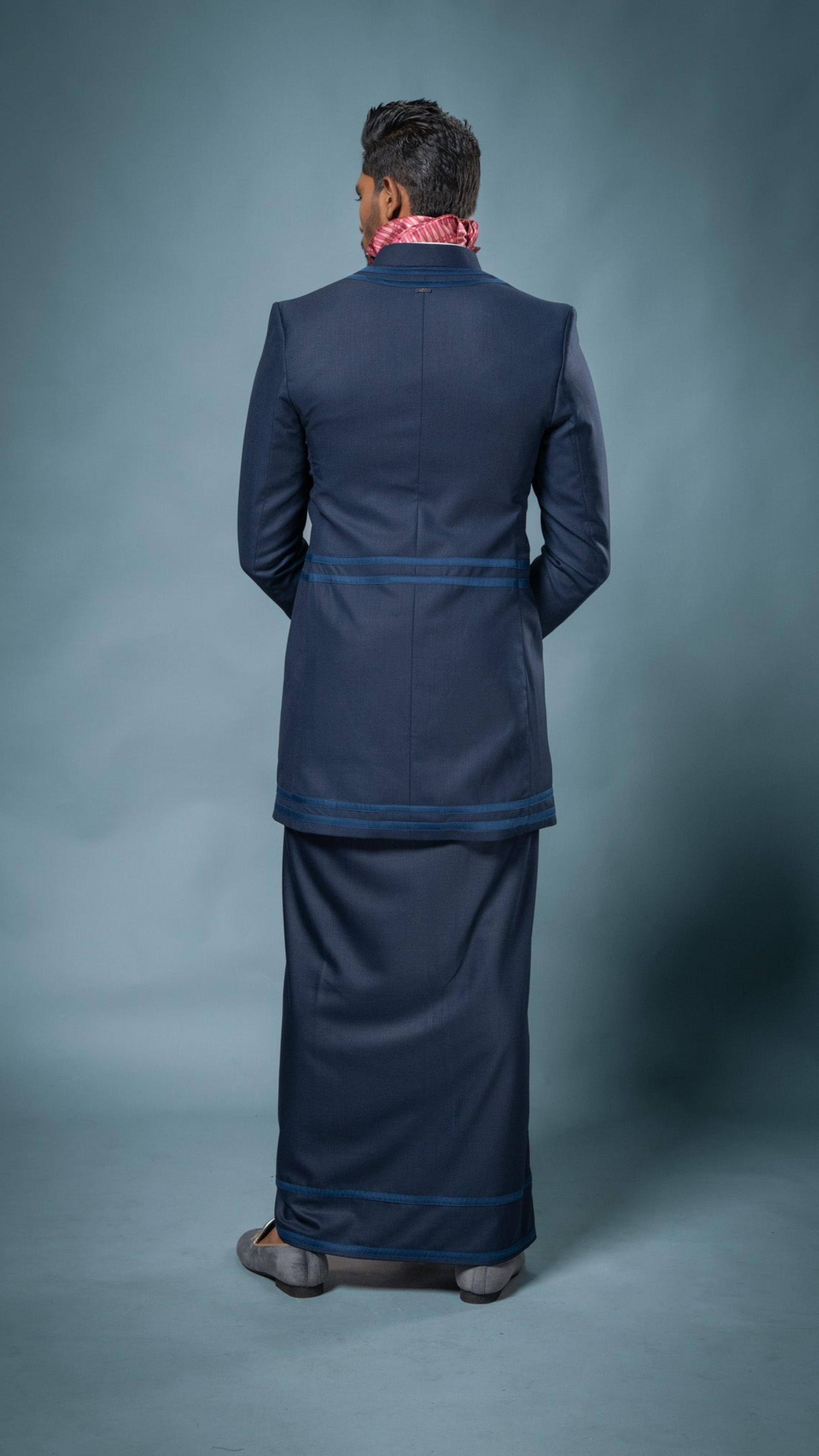 LOVI Navy Long Nilame Jacket & Sarong