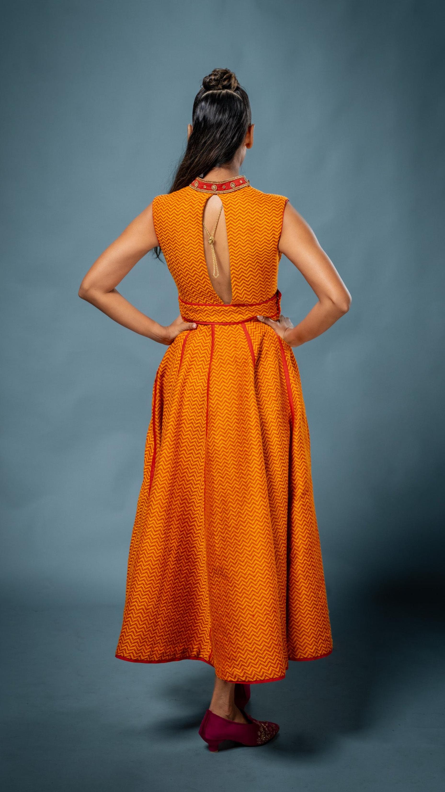 LOVI Handloom Dress with Piping Details