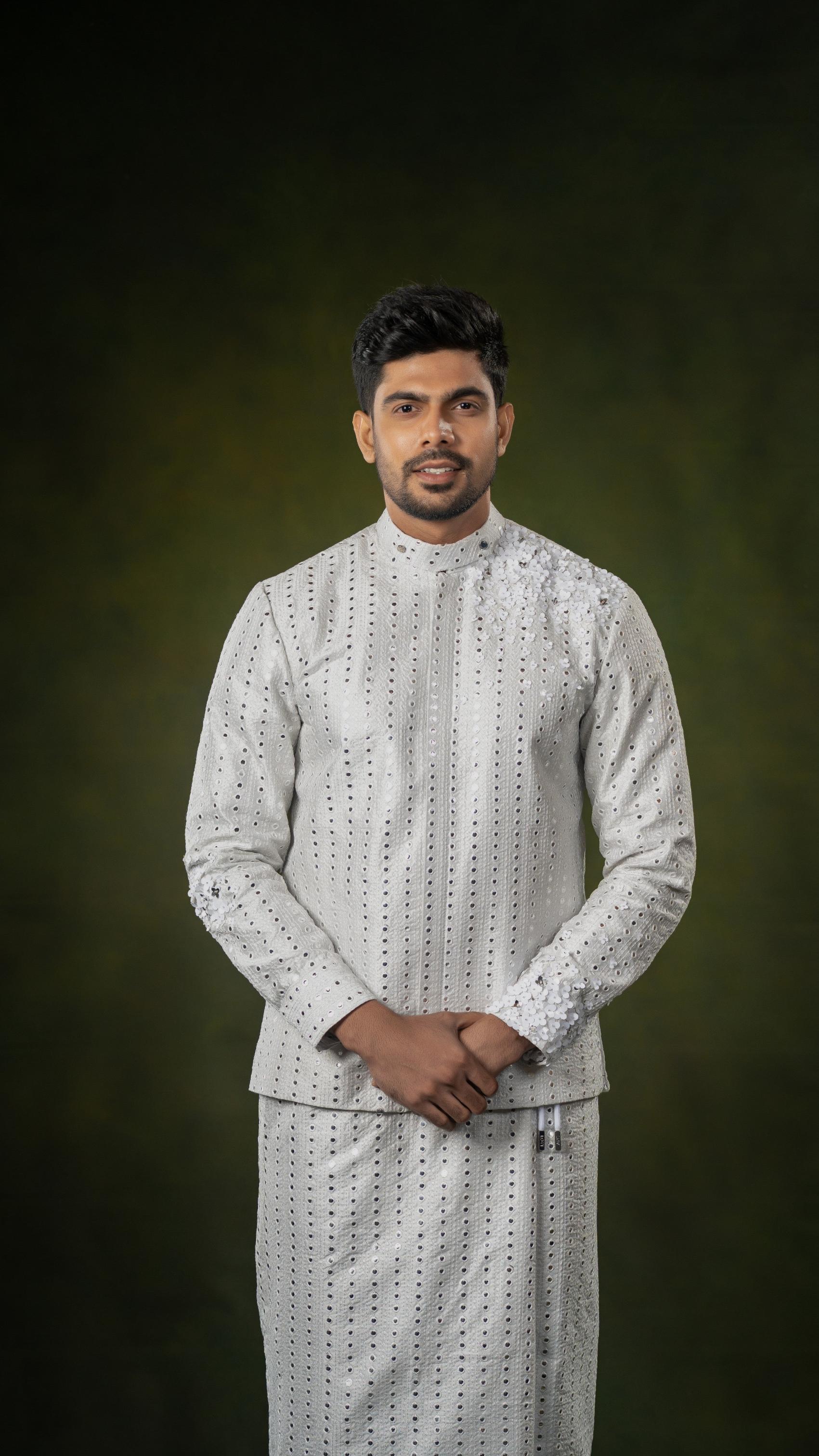 LOVI White Modern National Shirt & Sarong
