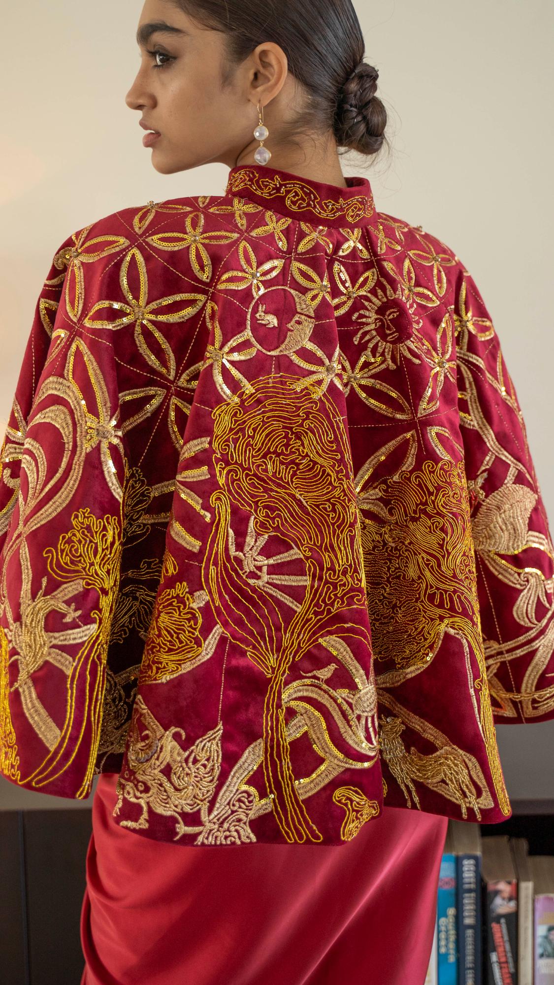 LOVI Gold & Red Velvet Cape