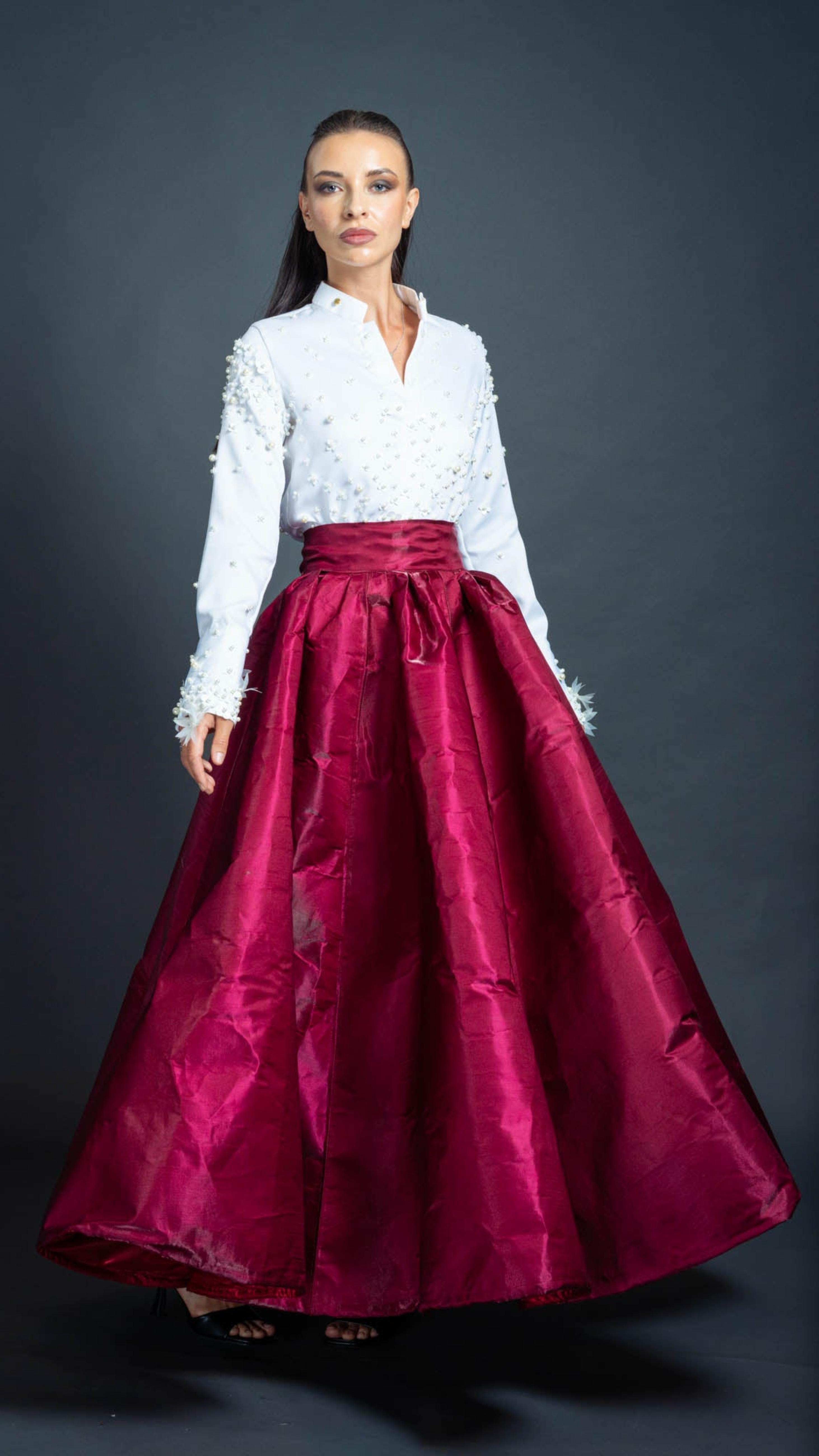 LOVI Floral & Pearl Blouse & Skirt