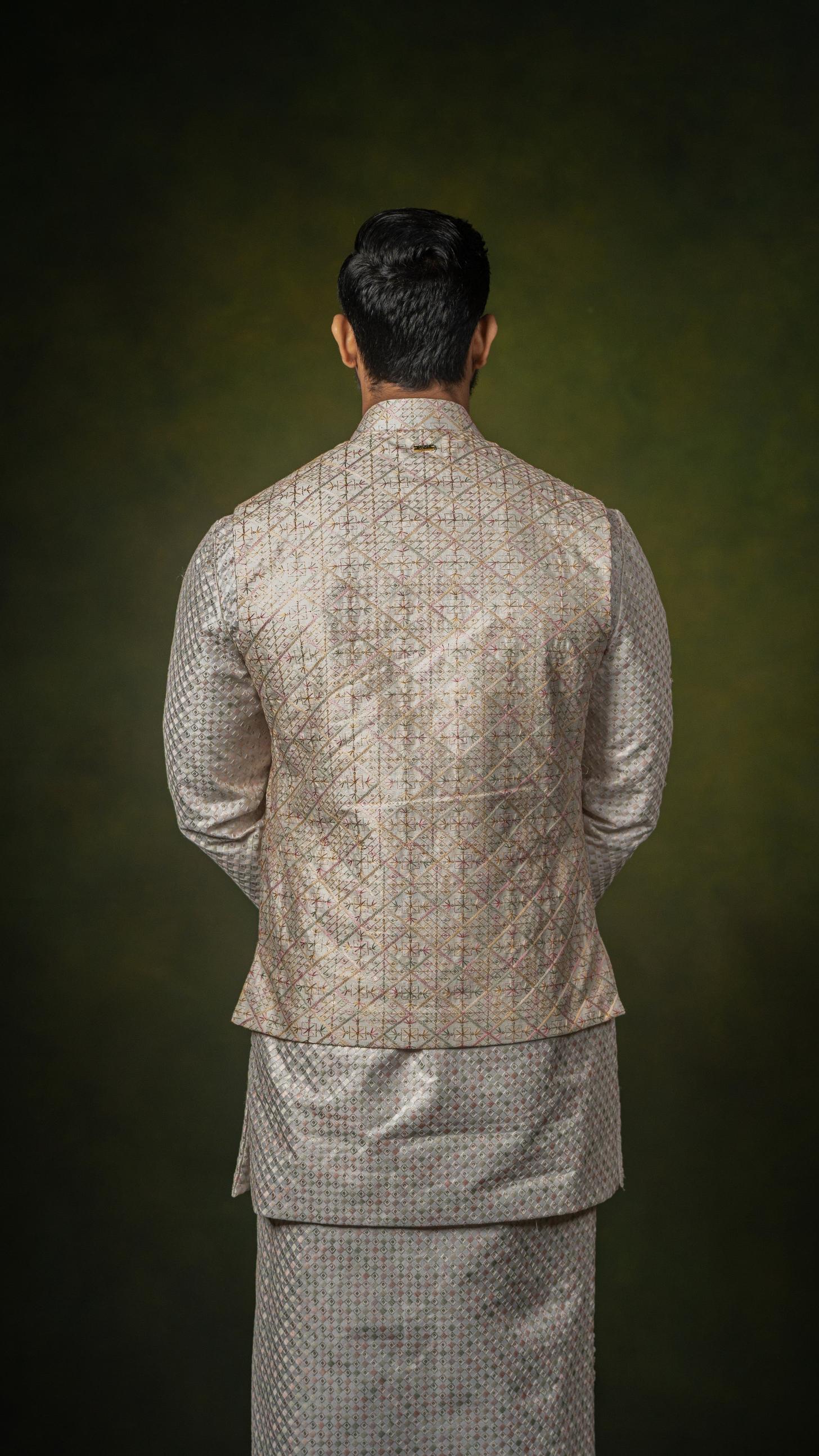 LOVI Long National with Pastel Pink & Gold Waistcoat