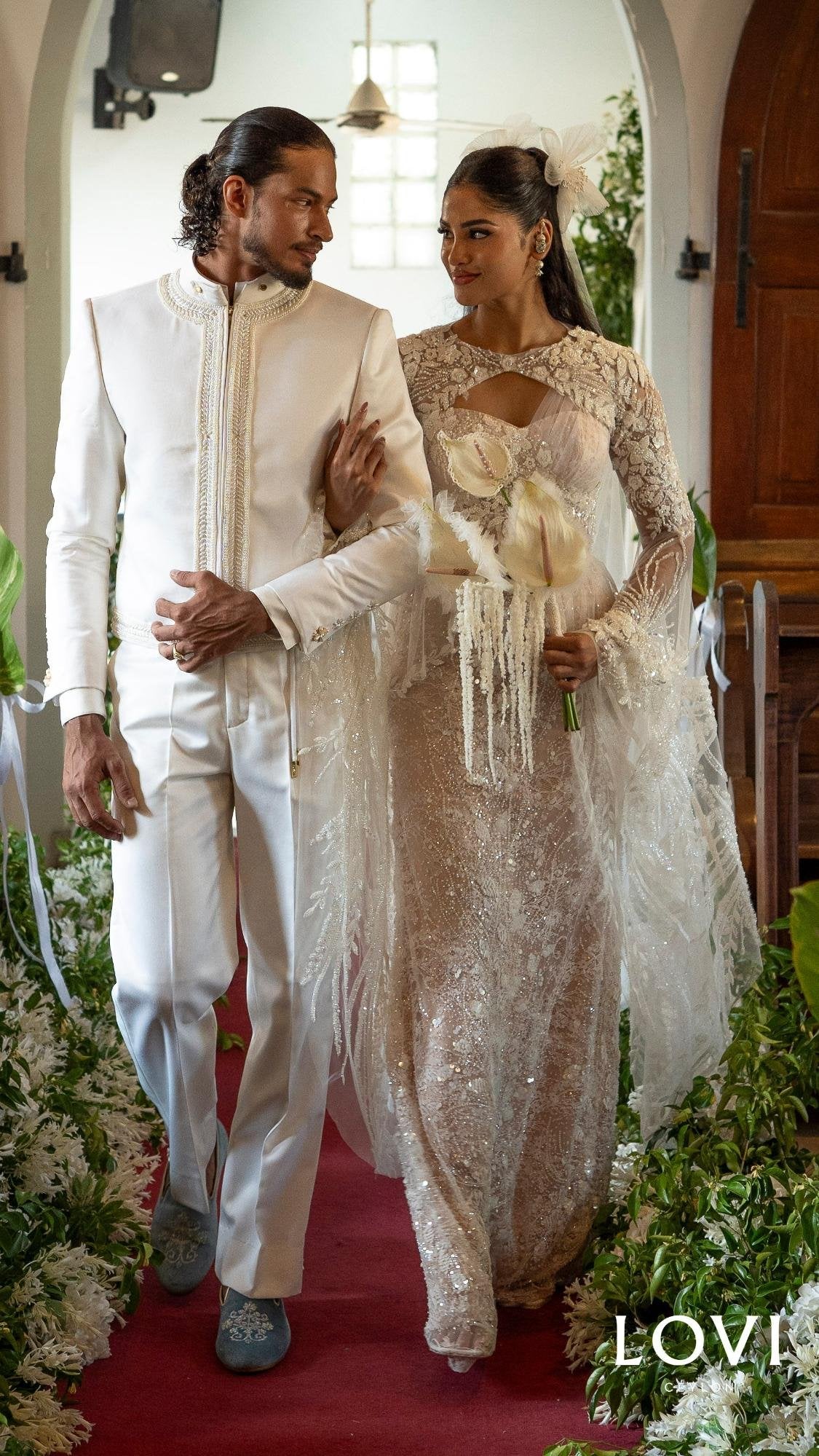 LOVI White Modern Nilame Jacket & Tux Pant