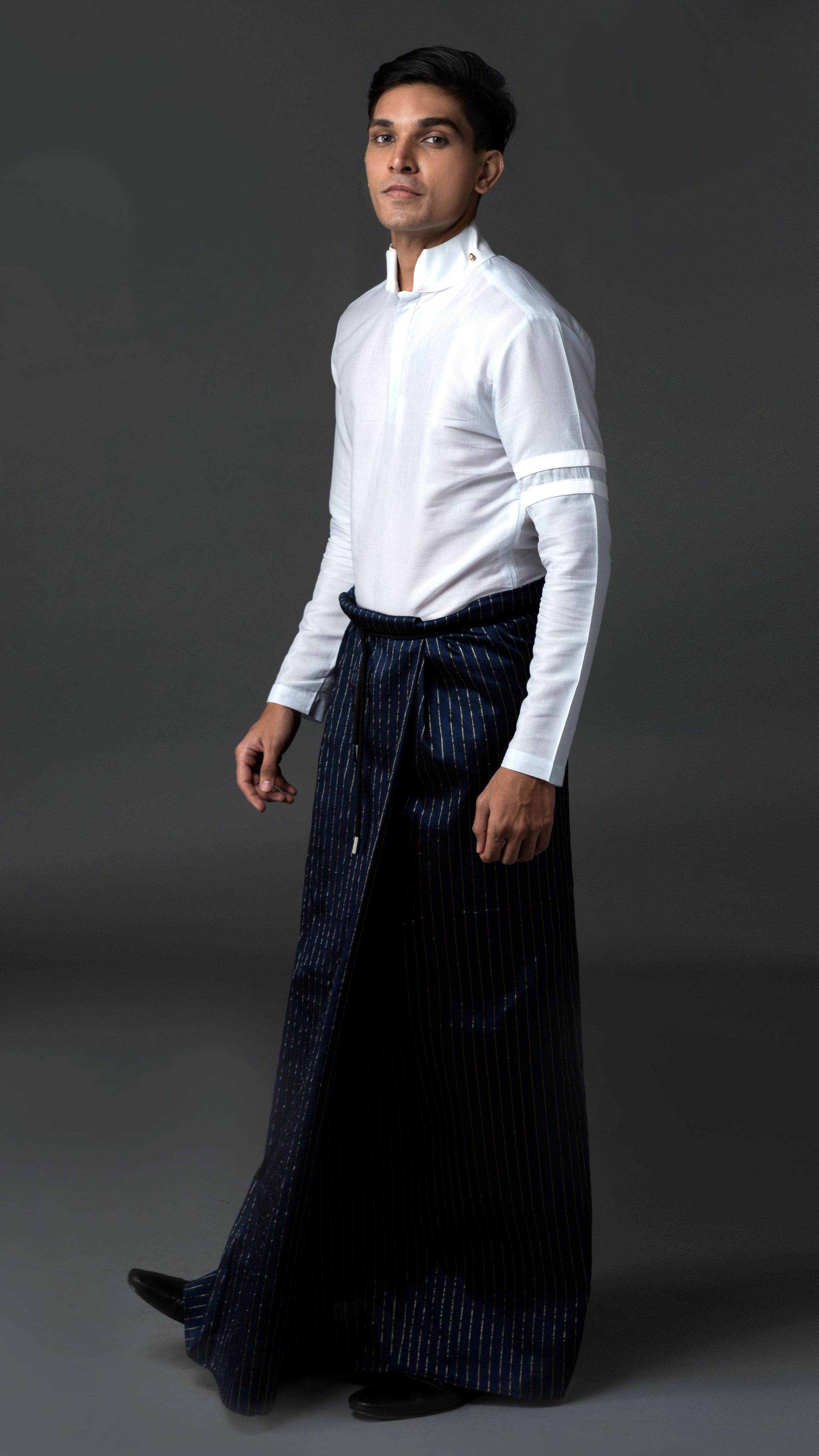 Royal Pinstripe Sarong in Blue