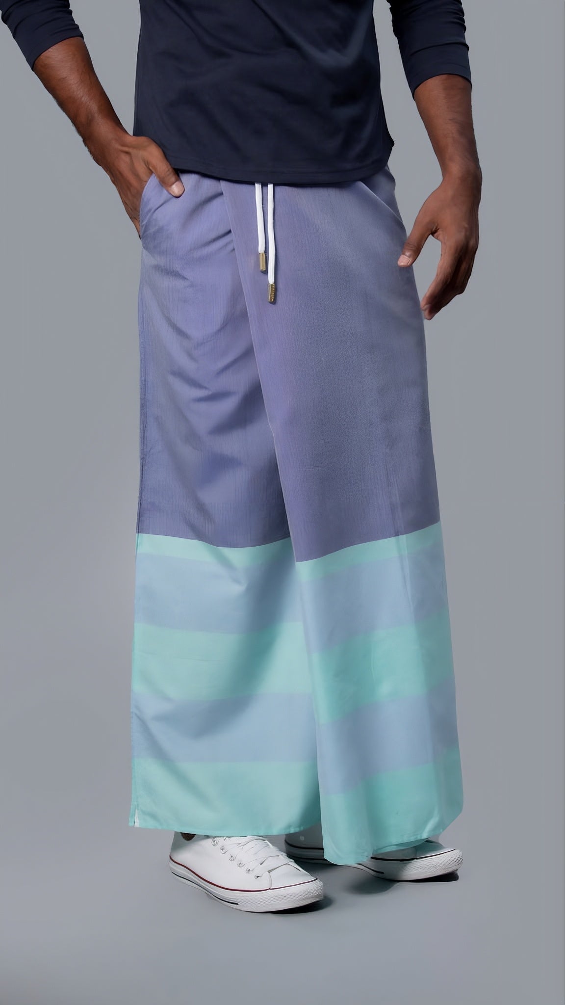 Rugby Sarong. Pastel Purple With Pastel Blue & Pastel Green Stripes