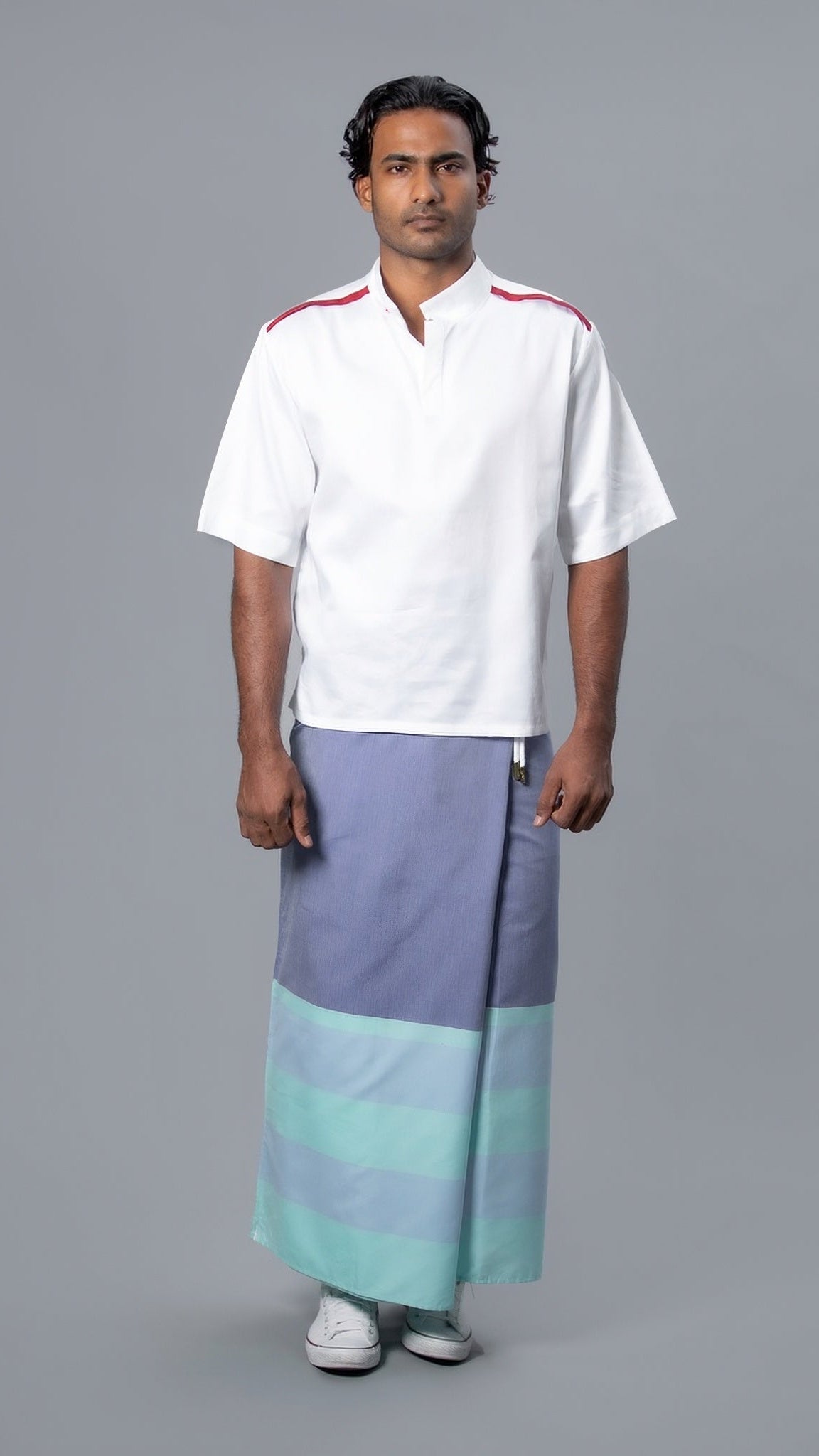 Rugby Sarong. Pastel Purple With Pastel Blue & Pastel Green Stripes