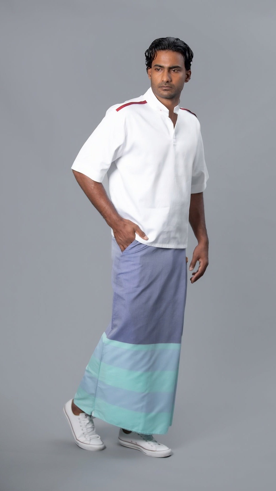 Rugby Sarong. Pastel Purple With Pastel Blue & Pastel Green Stripes
