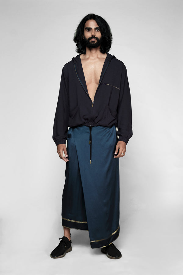 Navy Silk Men's Sarong