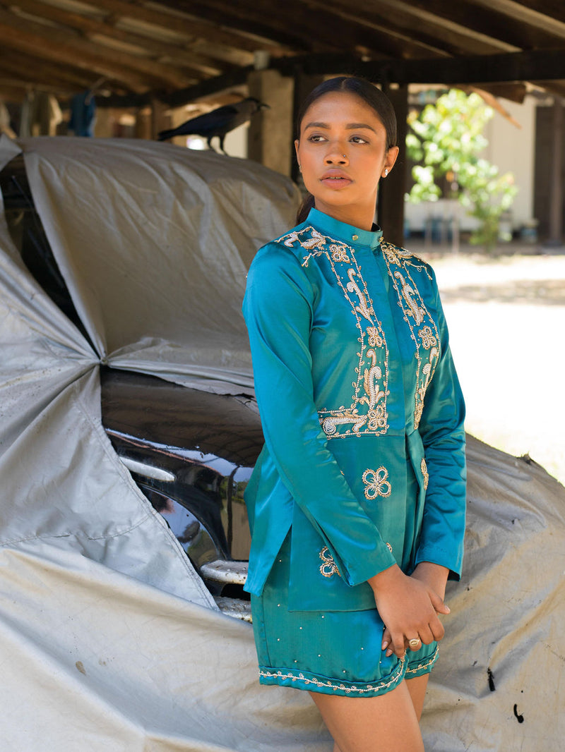 Hand Embroidered Manike Jacket with Shorts
