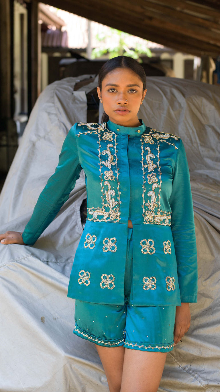 Hand Embroidered Manike Jacket with Shorts