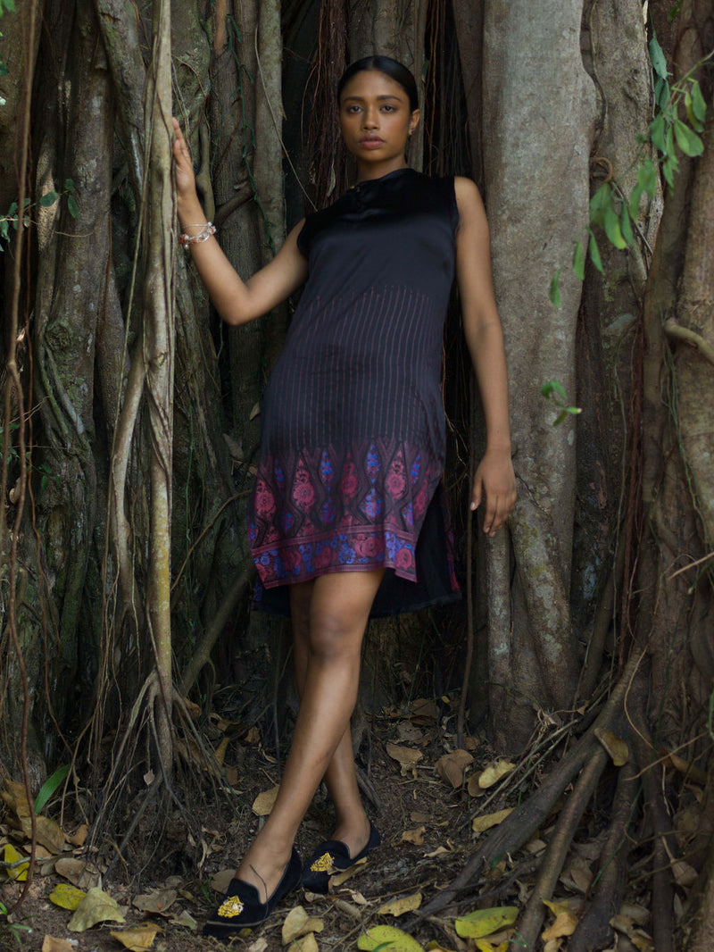 Printed Silk Little Black Dress