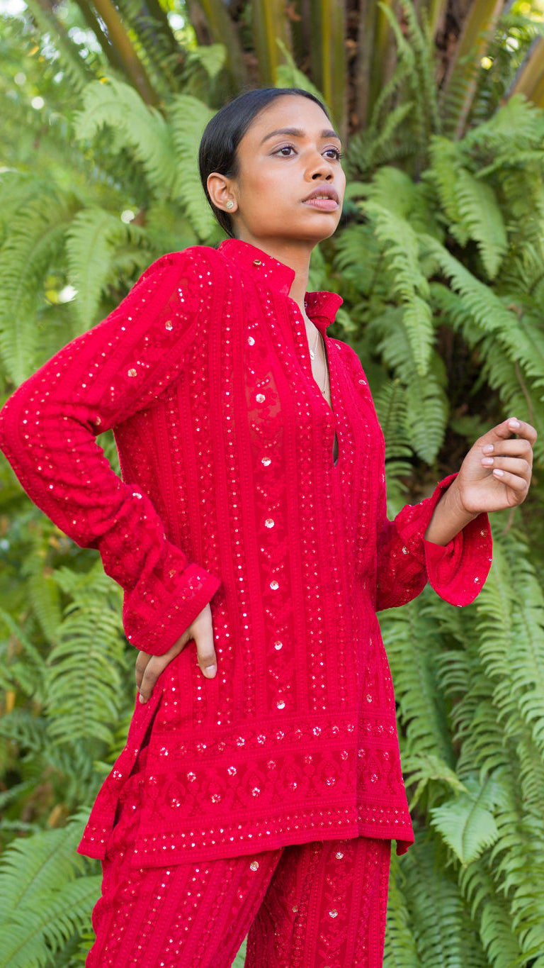 Embroidered Lace National with Pants