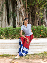 Rugby Sarong. Red, Blue and Silver
