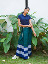 Rugby Sarong. Emerald, Blue and Silver