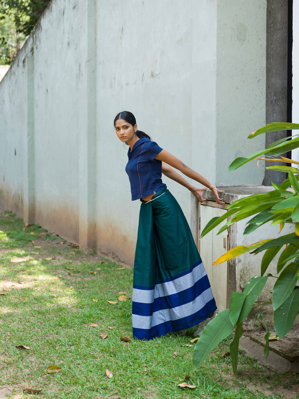 Rugby Sarong. Emerald, Blue and Silver