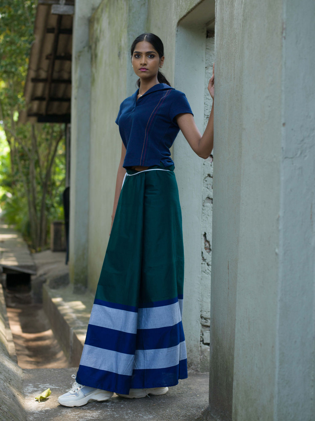 Rugby Sarong. Emerald, Blue and Silver