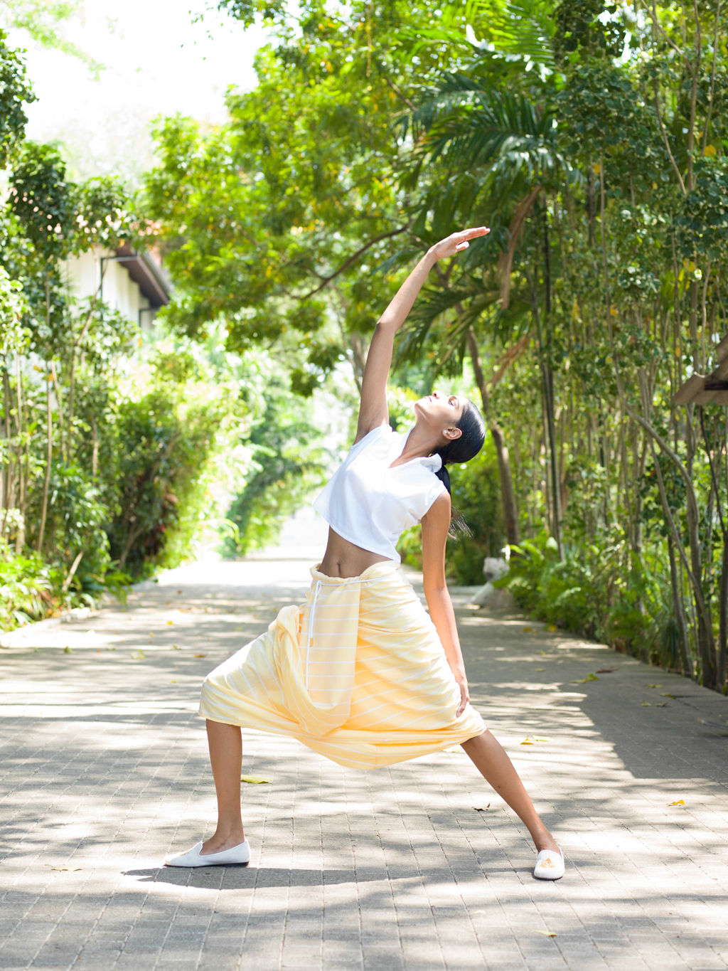 Nautical Sarong Pastel Yellow with White Lines